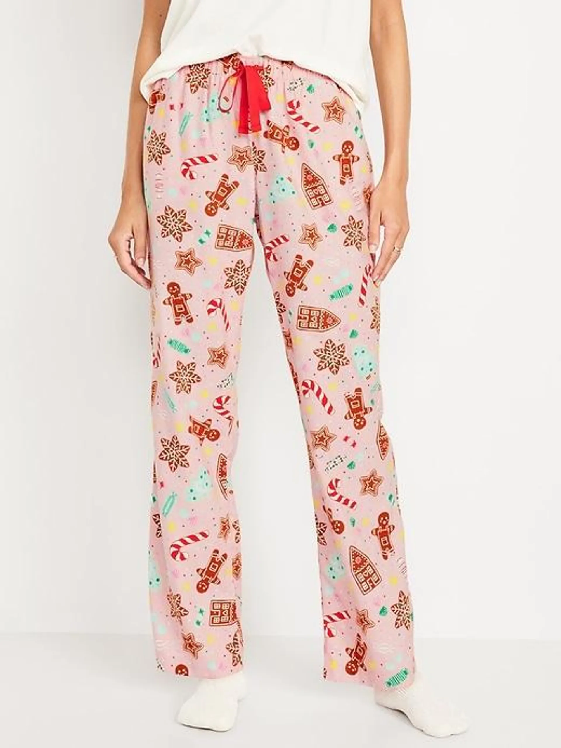 Mid-Rise Printed Flannel Pajama Pants