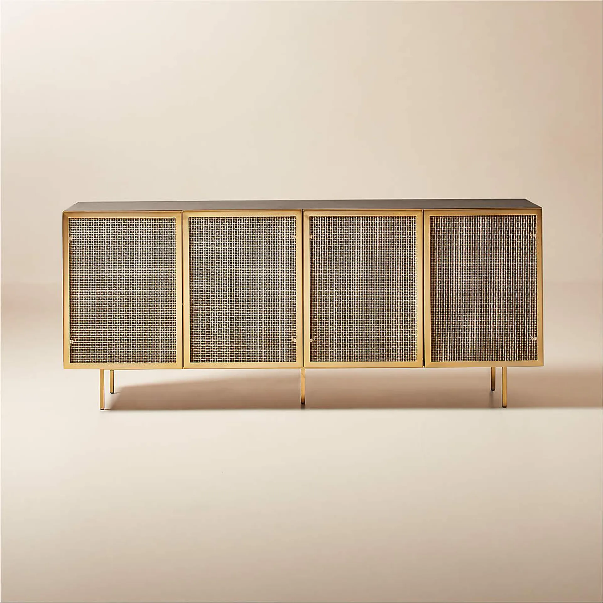 Trace 71" Brass Wire Mesh Credenza