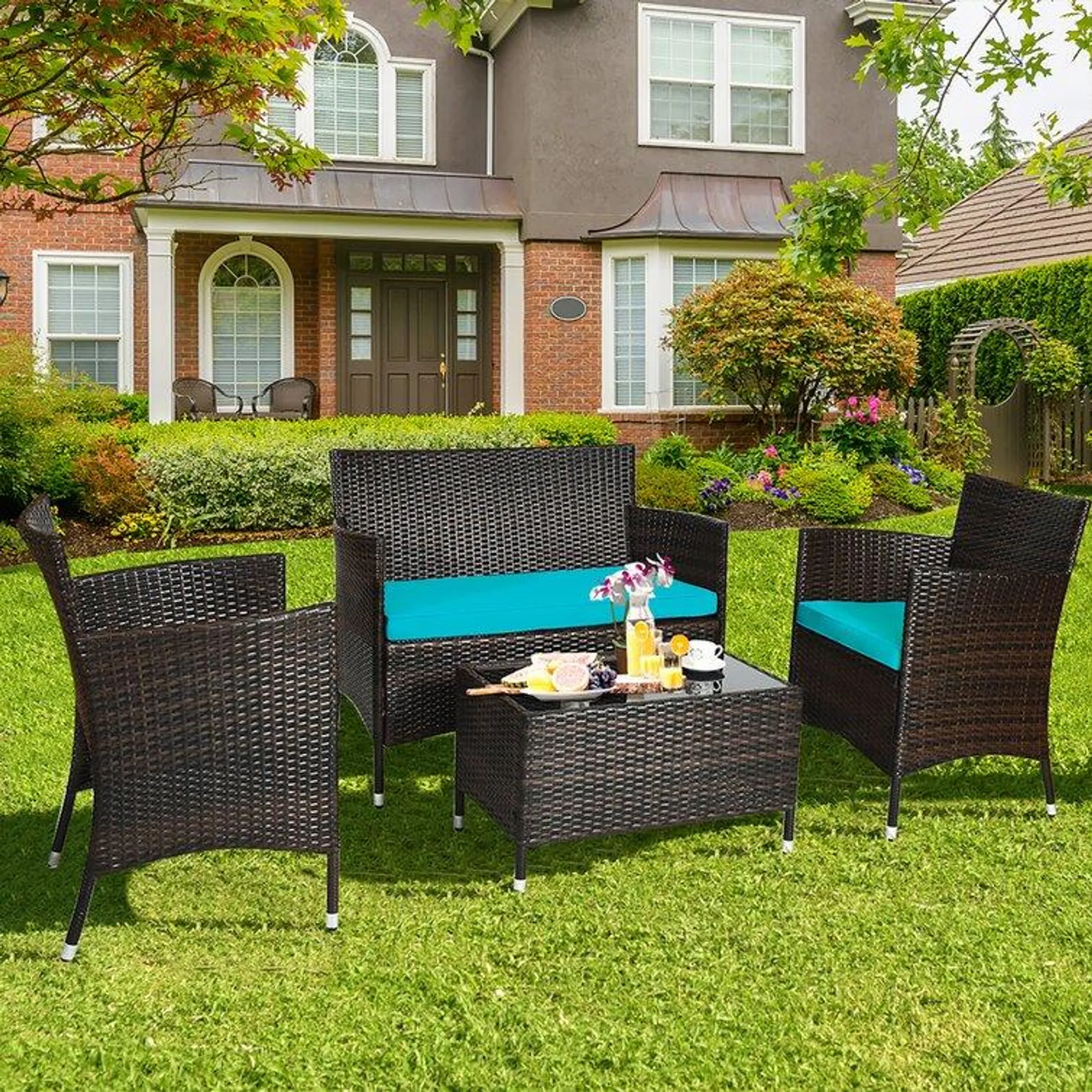 Rayna 4 - Person Outdoor Seating Group with Cushions