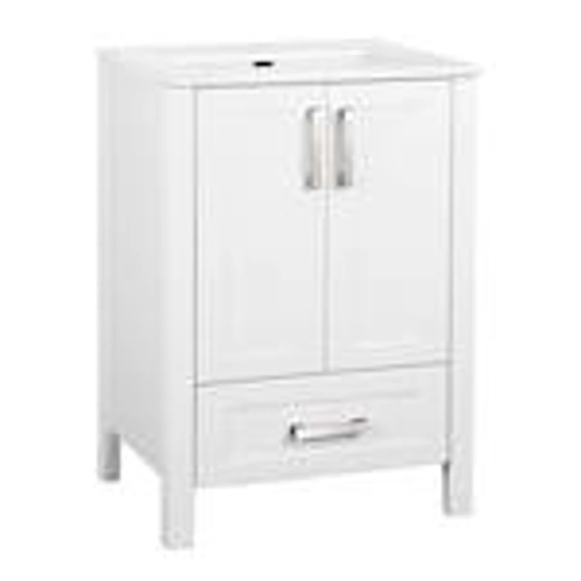 Delchester 24-inch W x 32.7-inch H x 18.7-inch D Bathroom Vanity in White Wood with Integral Single Centre Sink Ceramic Top