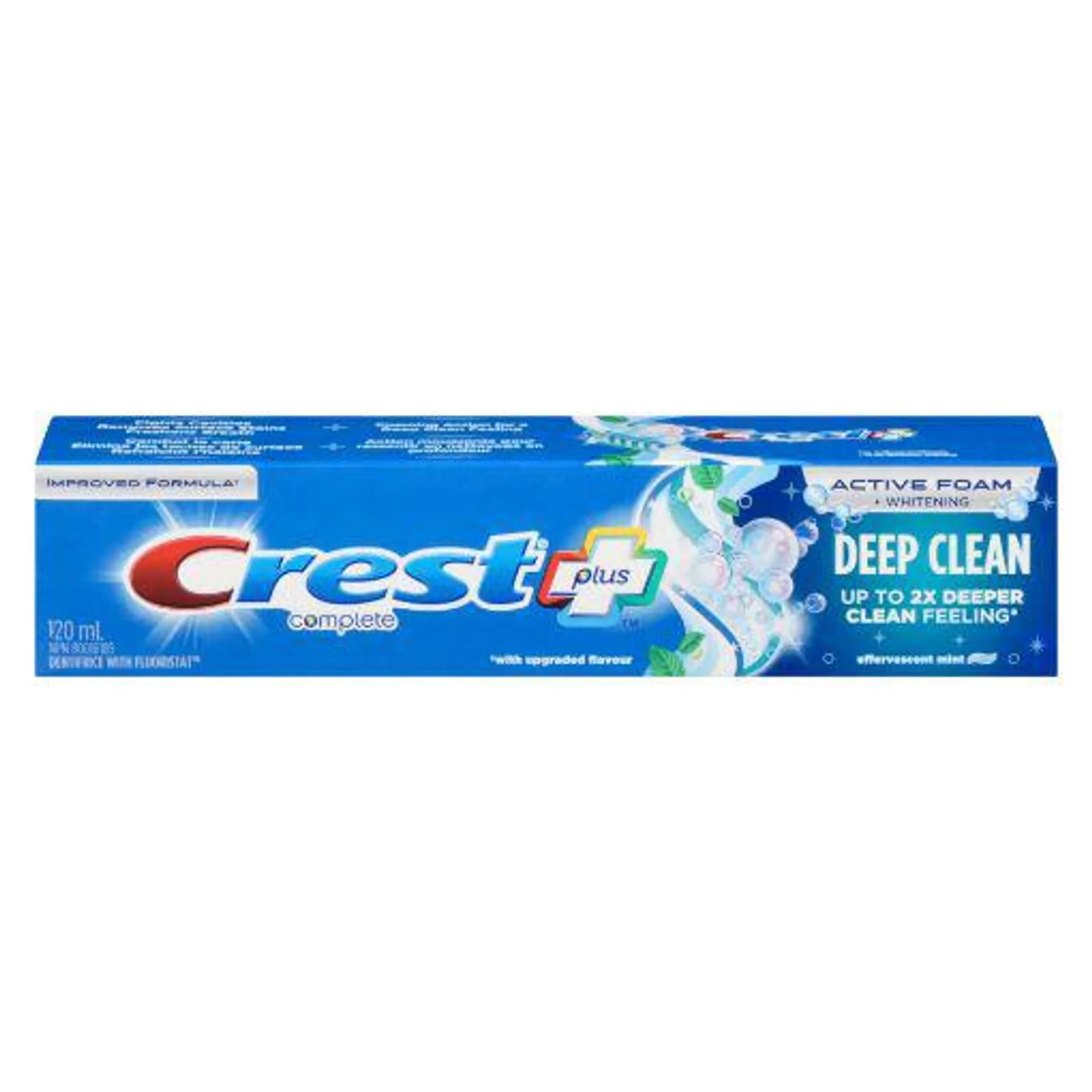 CREST COMPLETE WHITENING + DEEP CLEAN TOOTHPASTE - EFFERVESCENT MINT 120ML