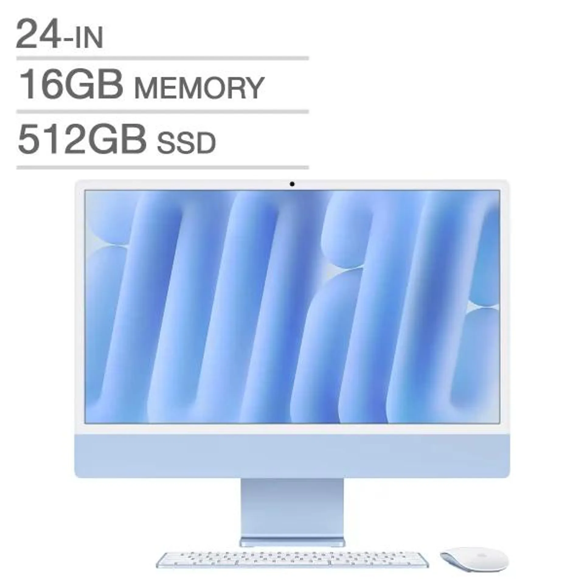 Apple 24 in. iMac, Apple M4 Chip - 16 GB RAM, 512 GB SSD, Blue