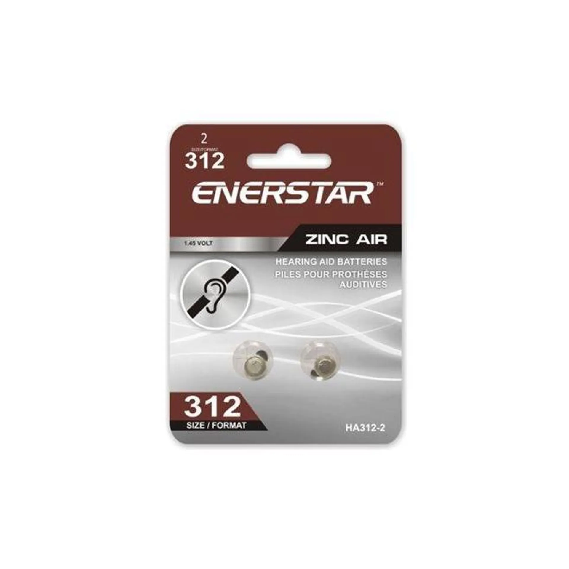 Hearing Aid Zinc-Air Batteries Size 312 2/Pack