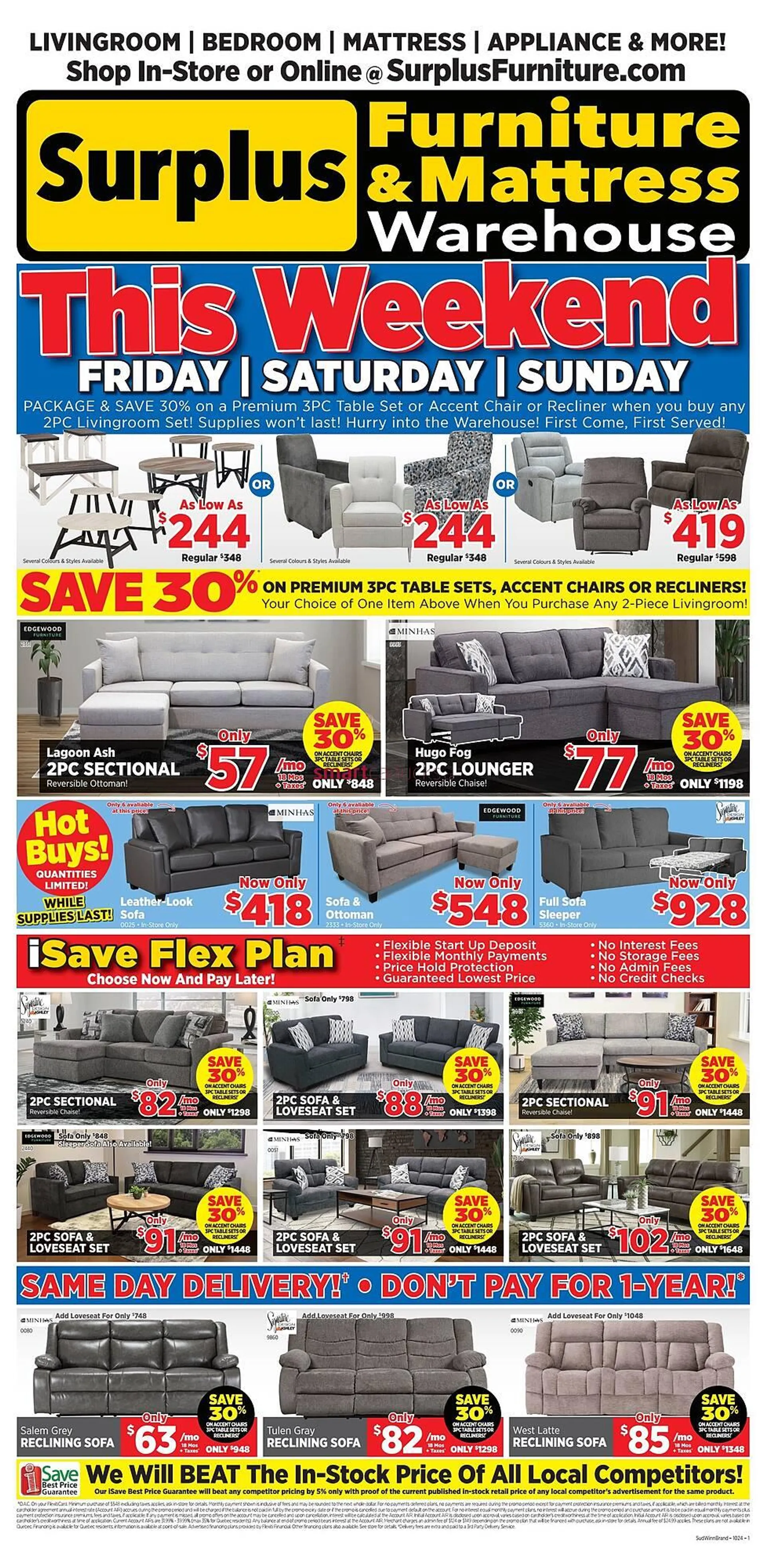 Surplus Furniture flyer from September 30 to October 27 2024 - flyer page 1