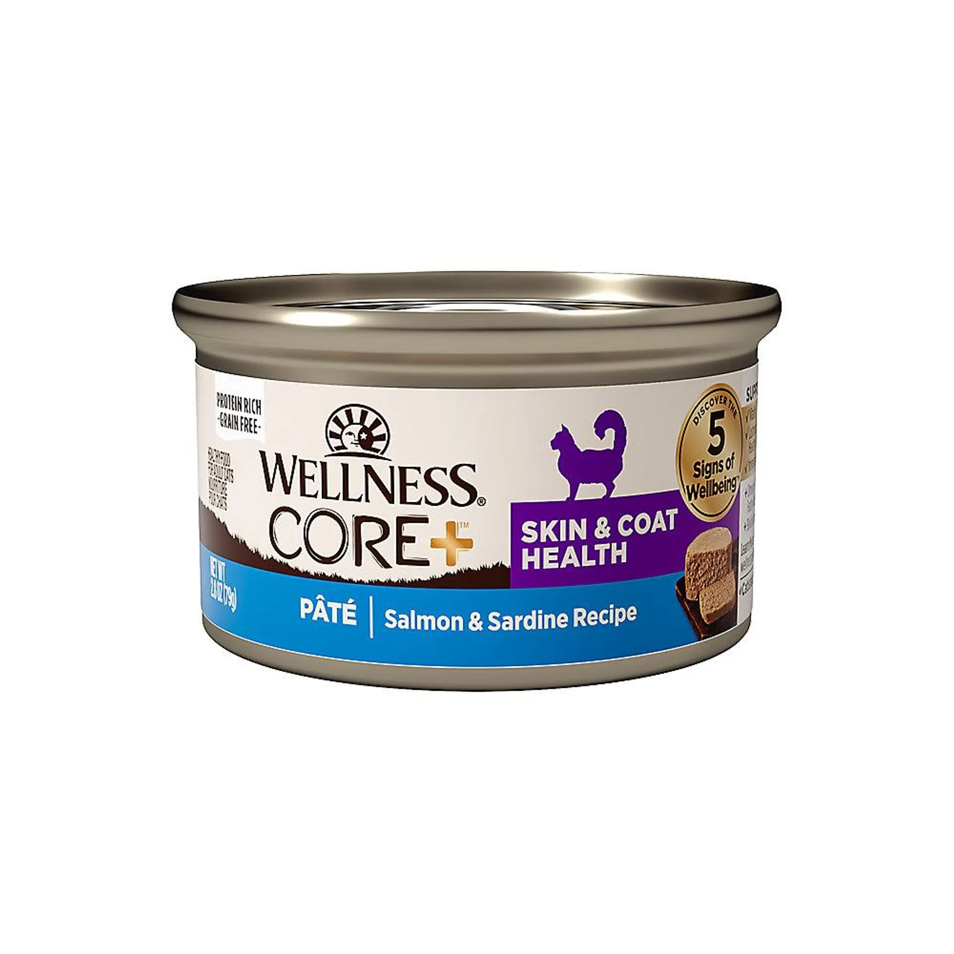 Wellness Core+ Adult Wet Cat Food - Grain Free, Skin & Coat Health, 2.8 Oz