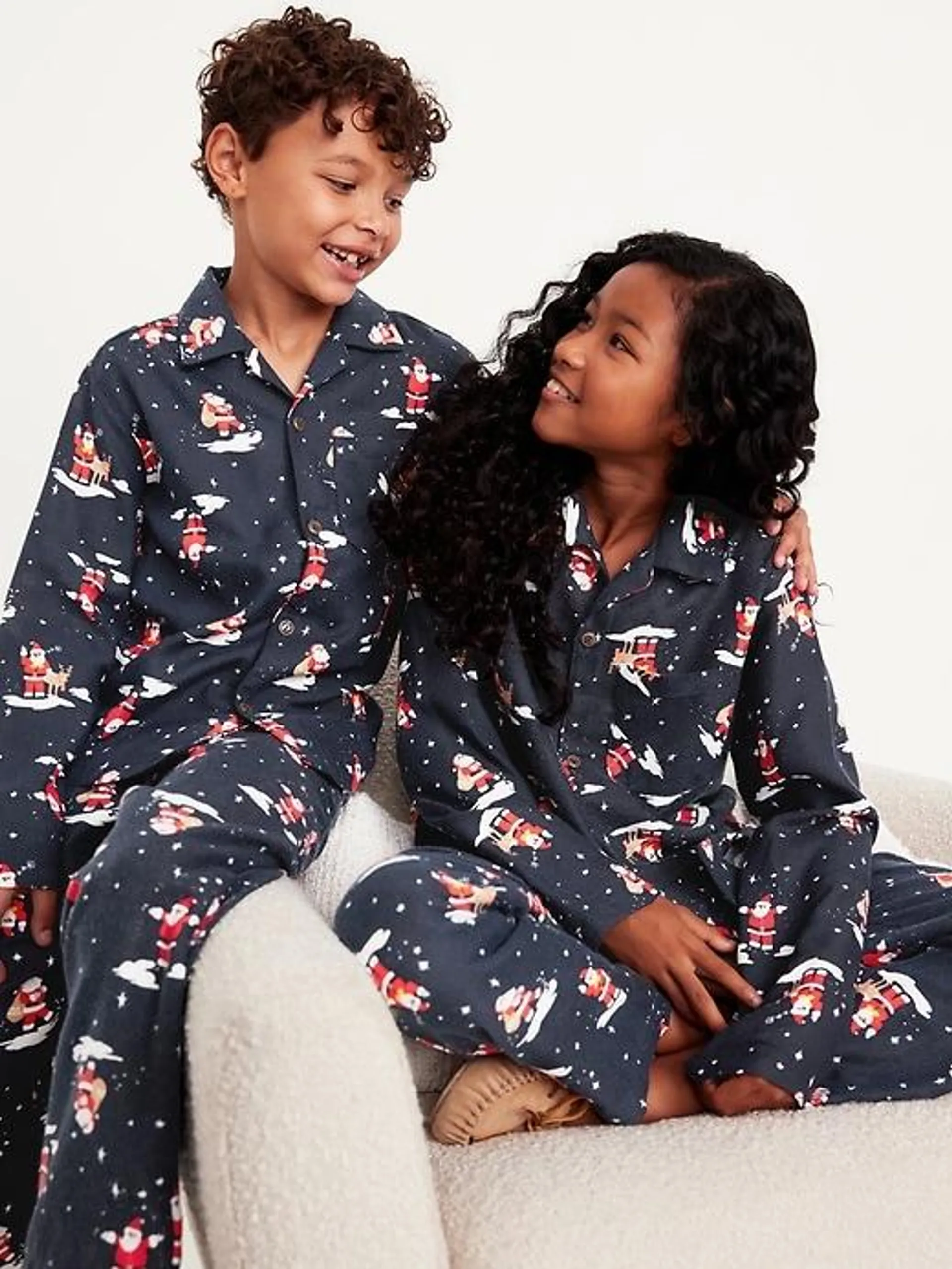 Gender-Neutral Printed Button-Front Pajama Set for Kids