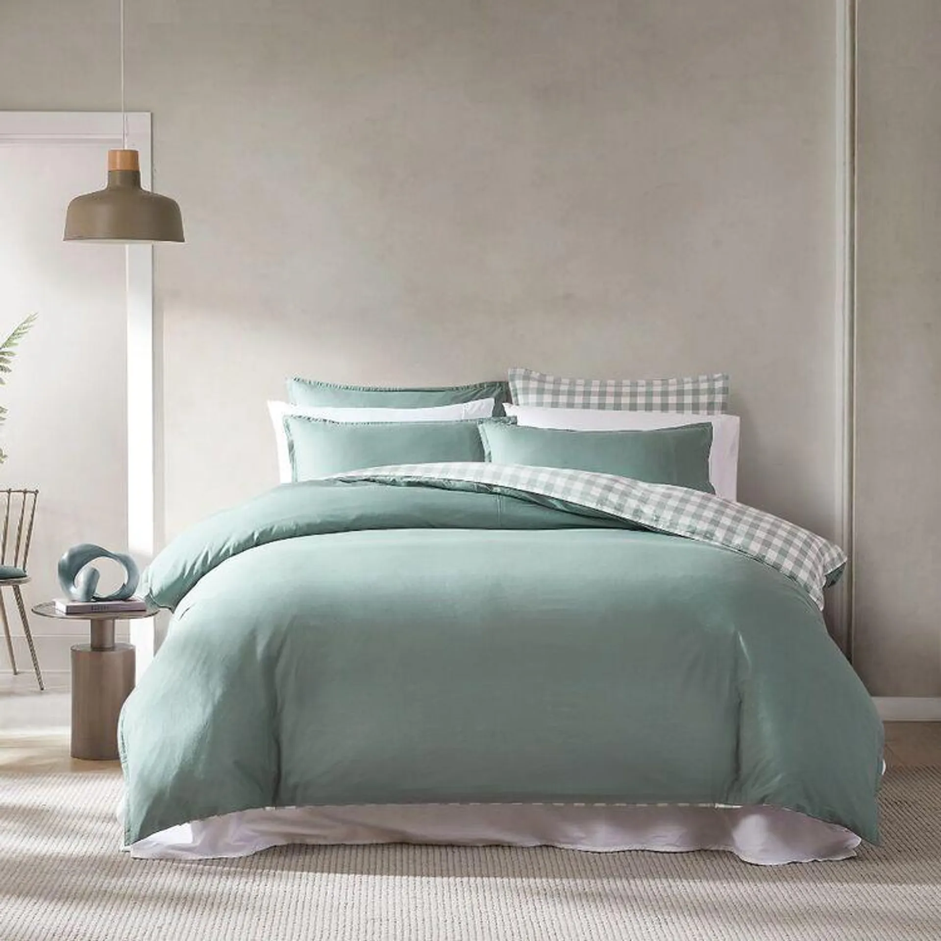 KOO Stone Washed Quilt Cover Set Sage