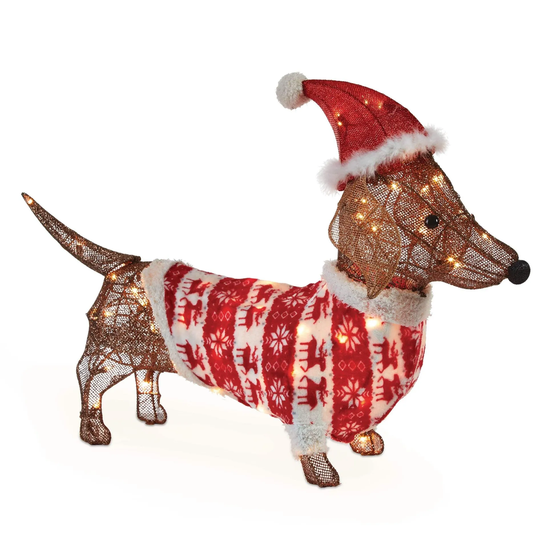 CANVAS Wireform Daschund Dog Christmas Décor, Incandescent, Indoor/Outdoor