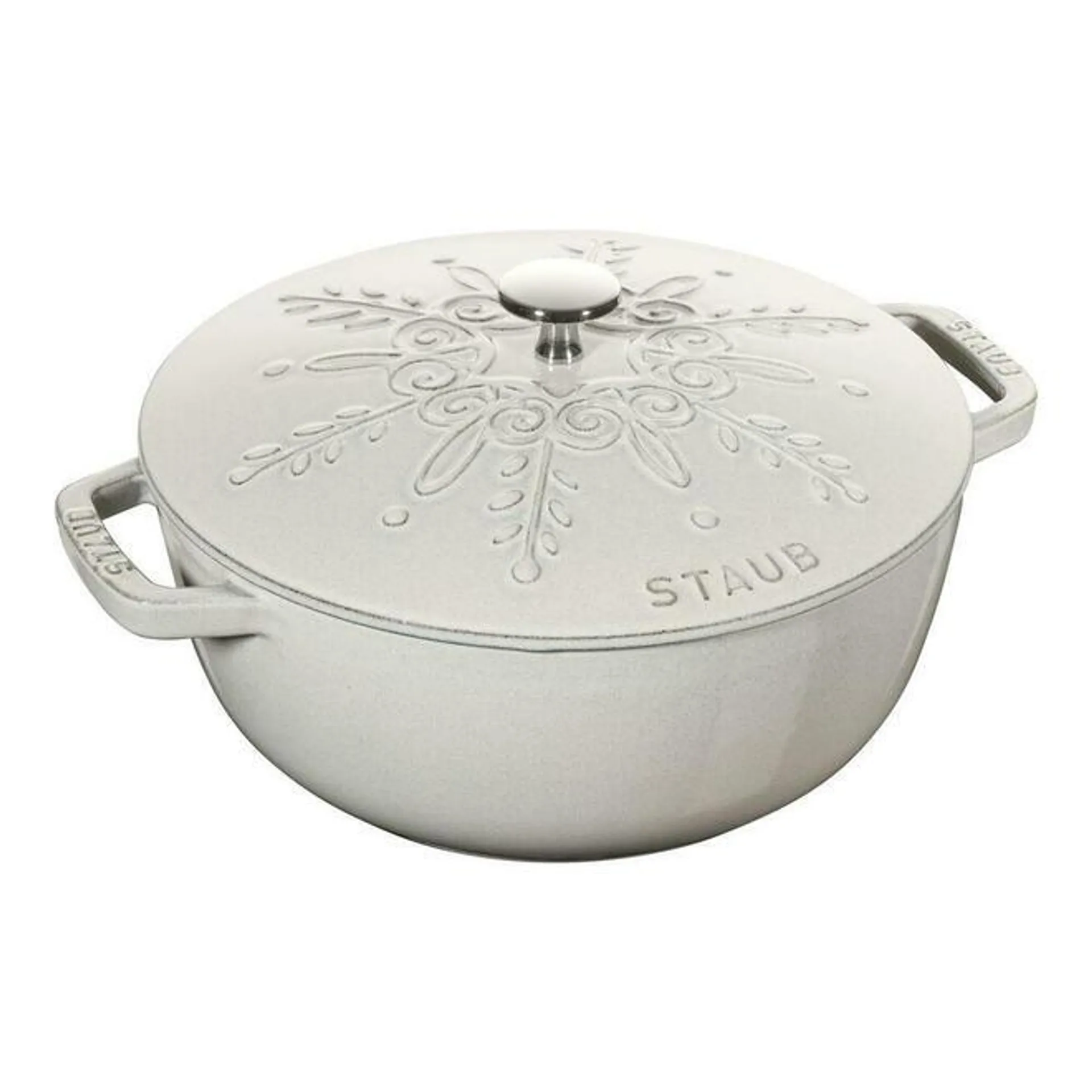 La Cocotte 3.6L Cast Iron Round Winter Essential French Oven, White Truffle - STAUB