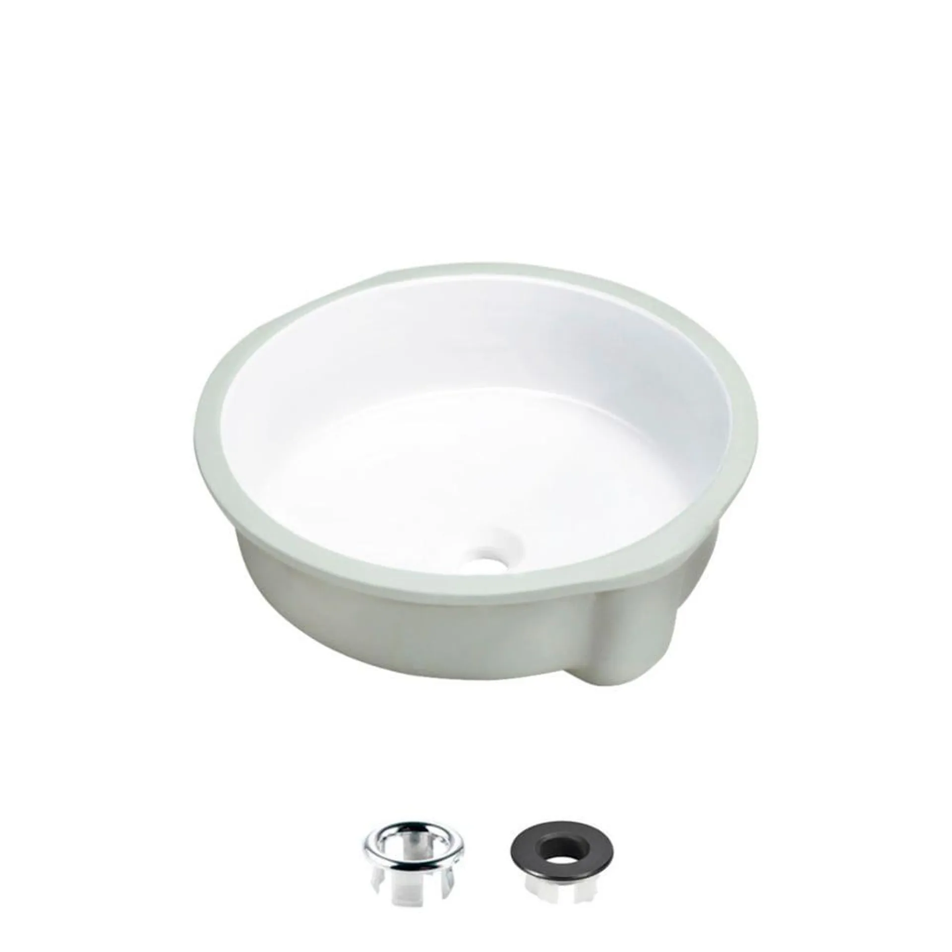 16 inch Round Undermount Ceramic Bathroom Sink with 2 Overflow Finishes