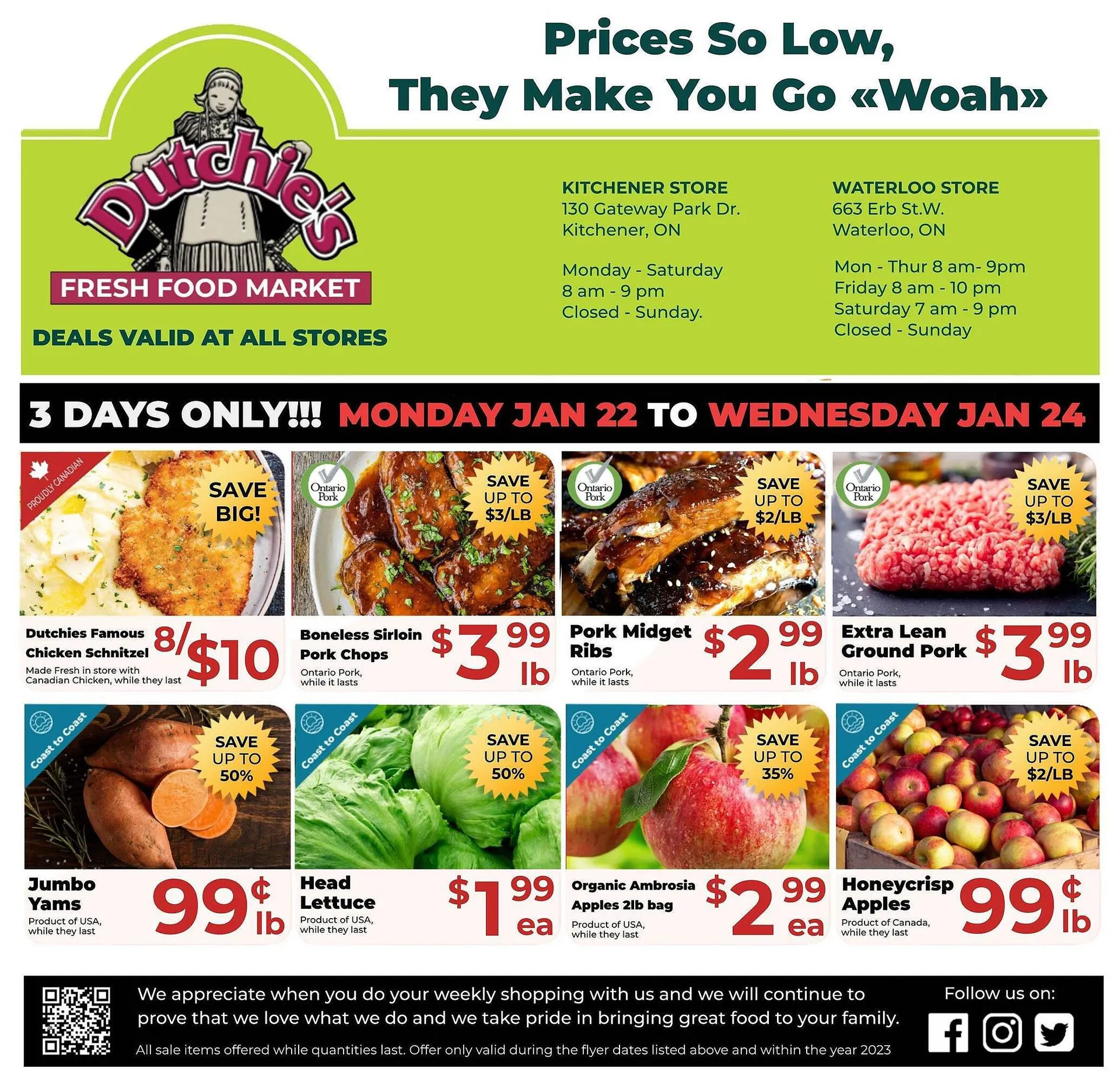 Dutchies Fresh Market flyer from January 22 to January 24 2024 - flyer page 1