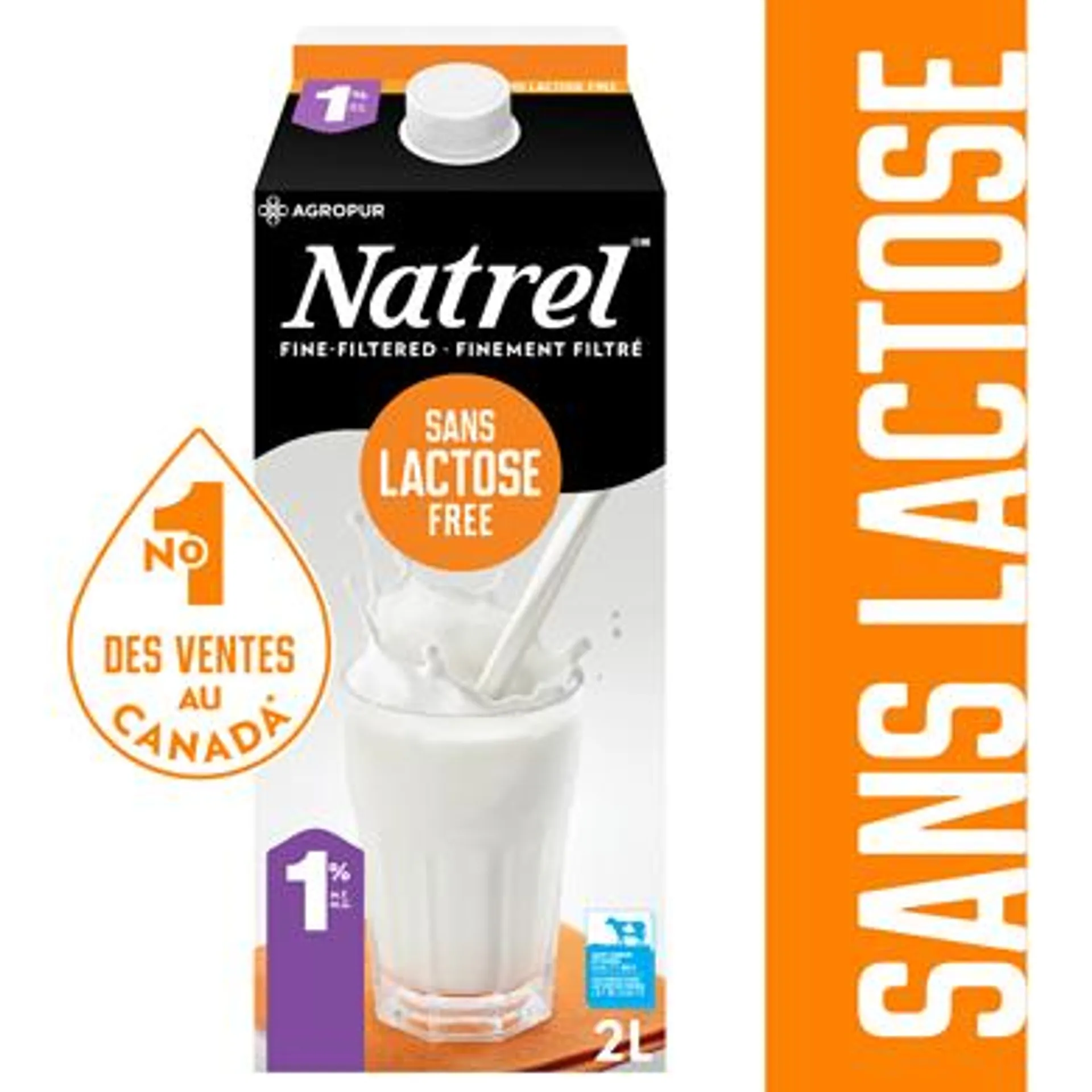 Produit laitier sans lactose 1 %