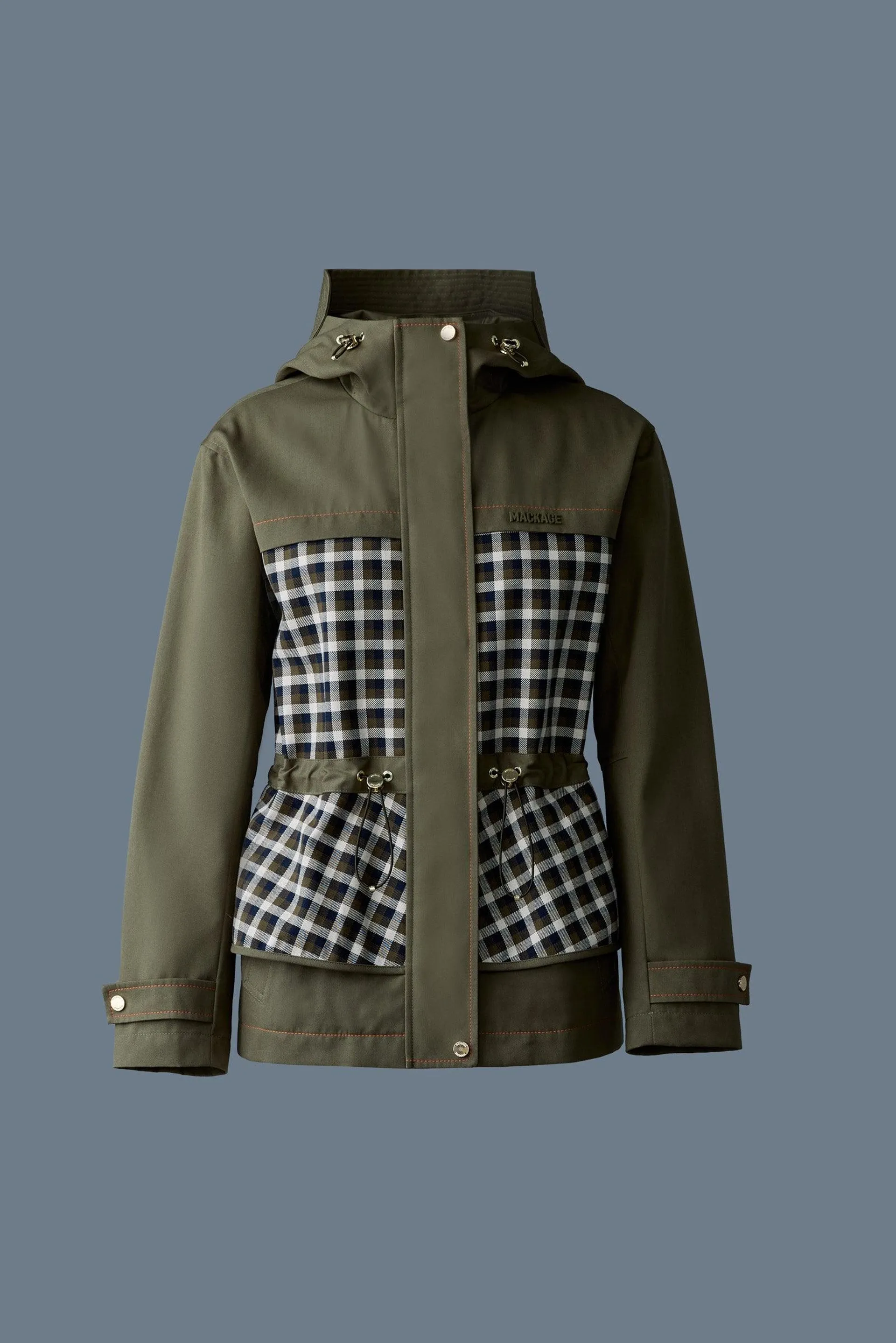 KAORI-PL Hybrid jacket with peplum and plaid detail