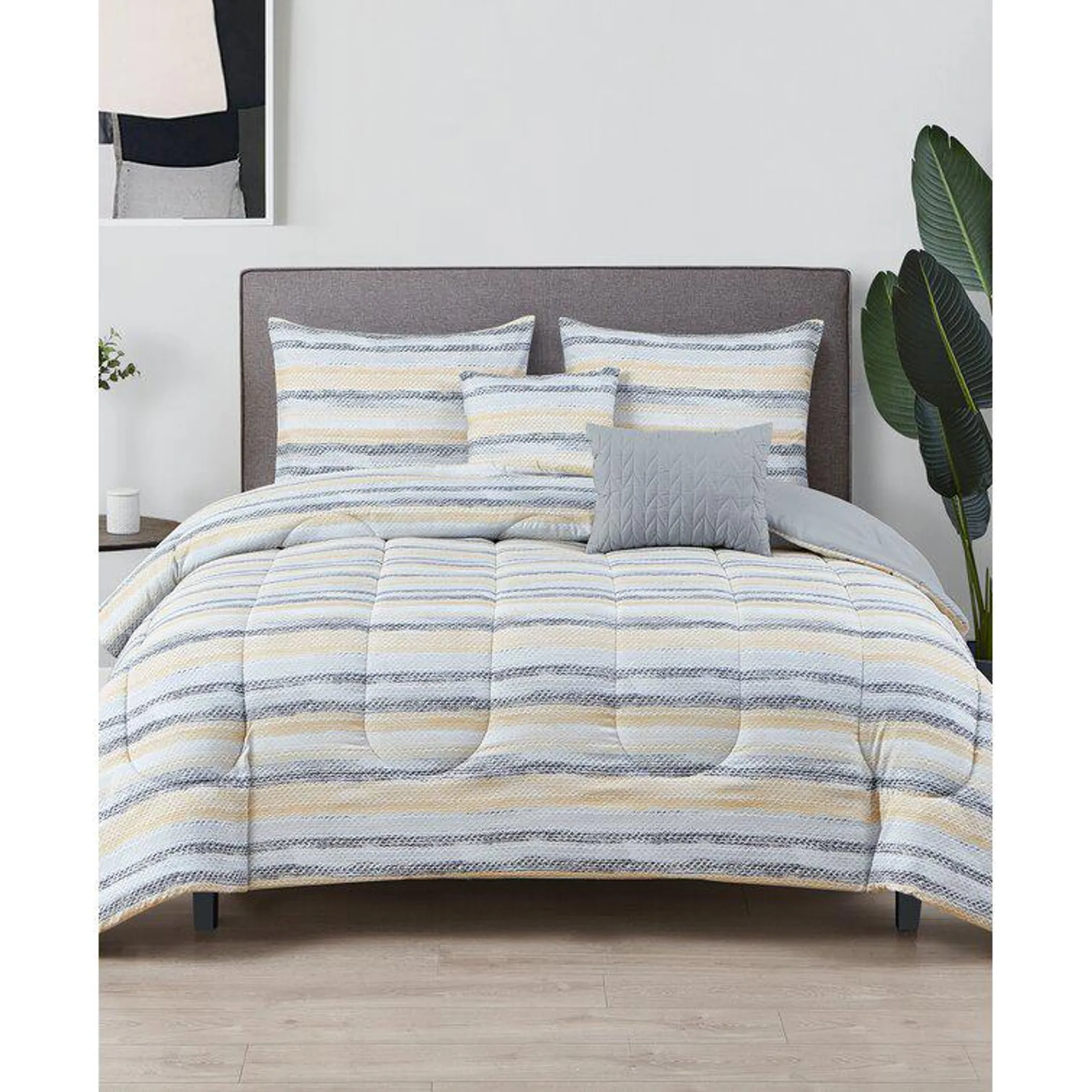 Emerson Modern & Contemporary Microfiber Percale Striped Comforter Set