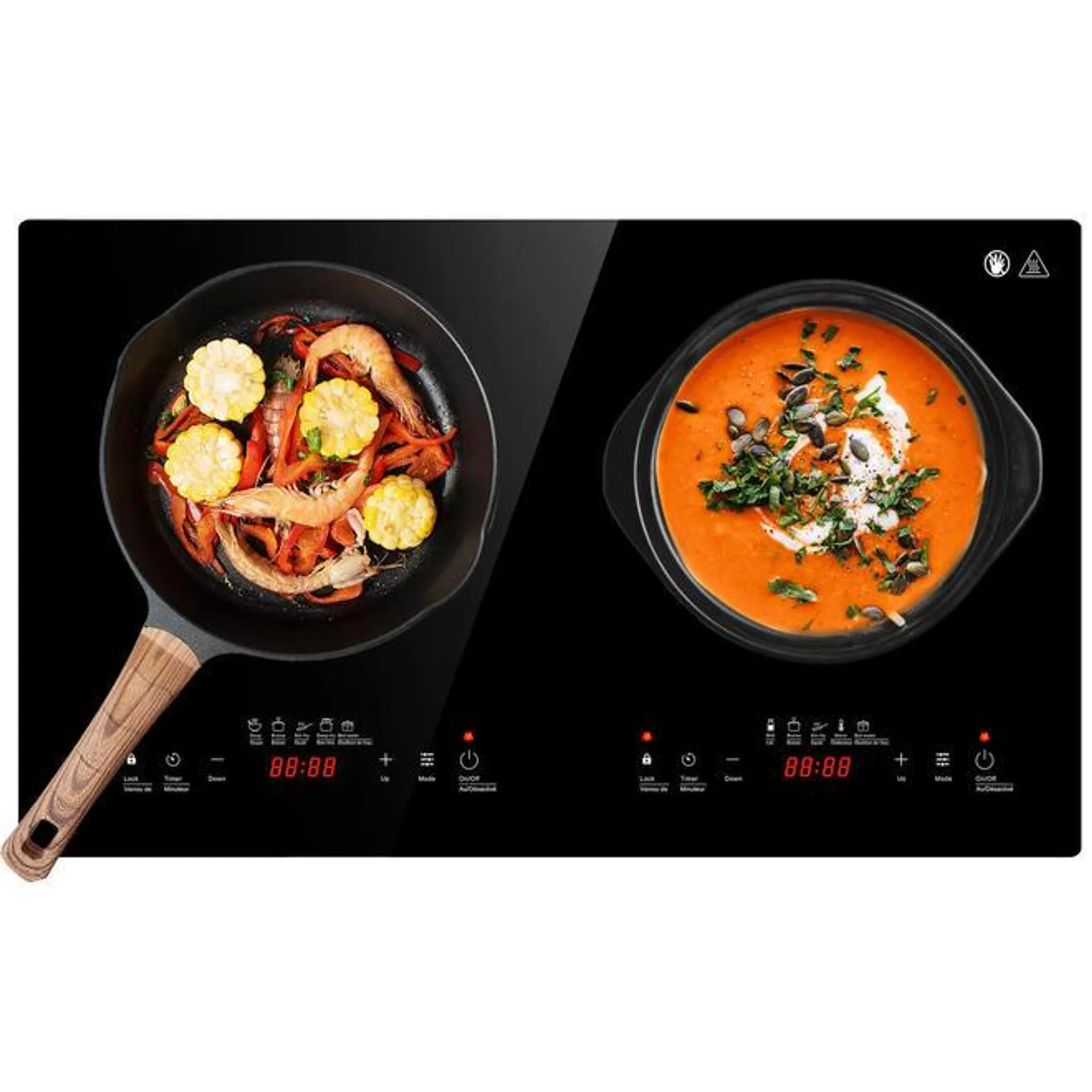 Double Induction Cooktop, Portable Induction Cookware 2 Burners, 1800W, Built-in Safety Lock, Black