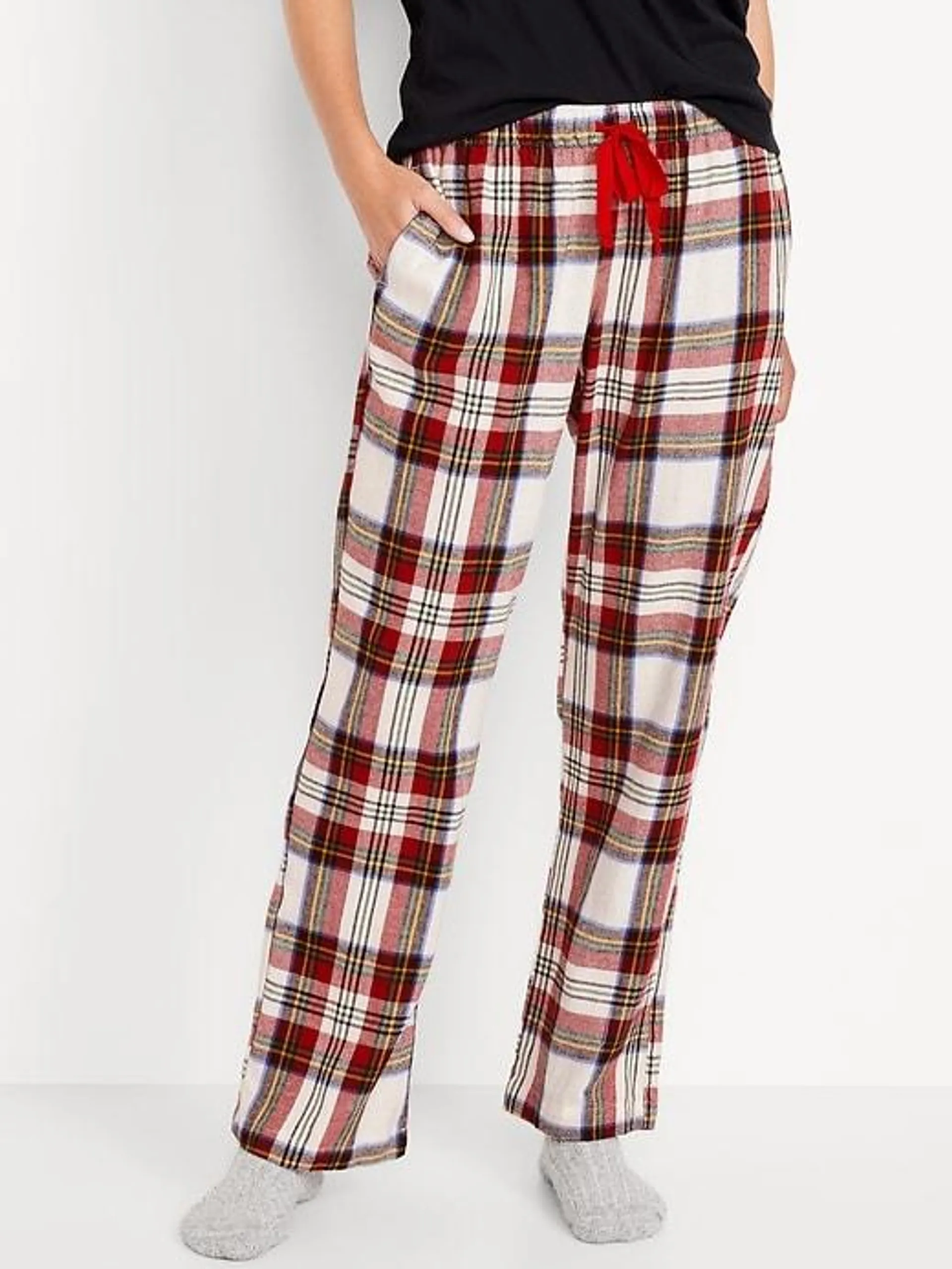 Mid-Rise Flannel Pajama Pants for Women