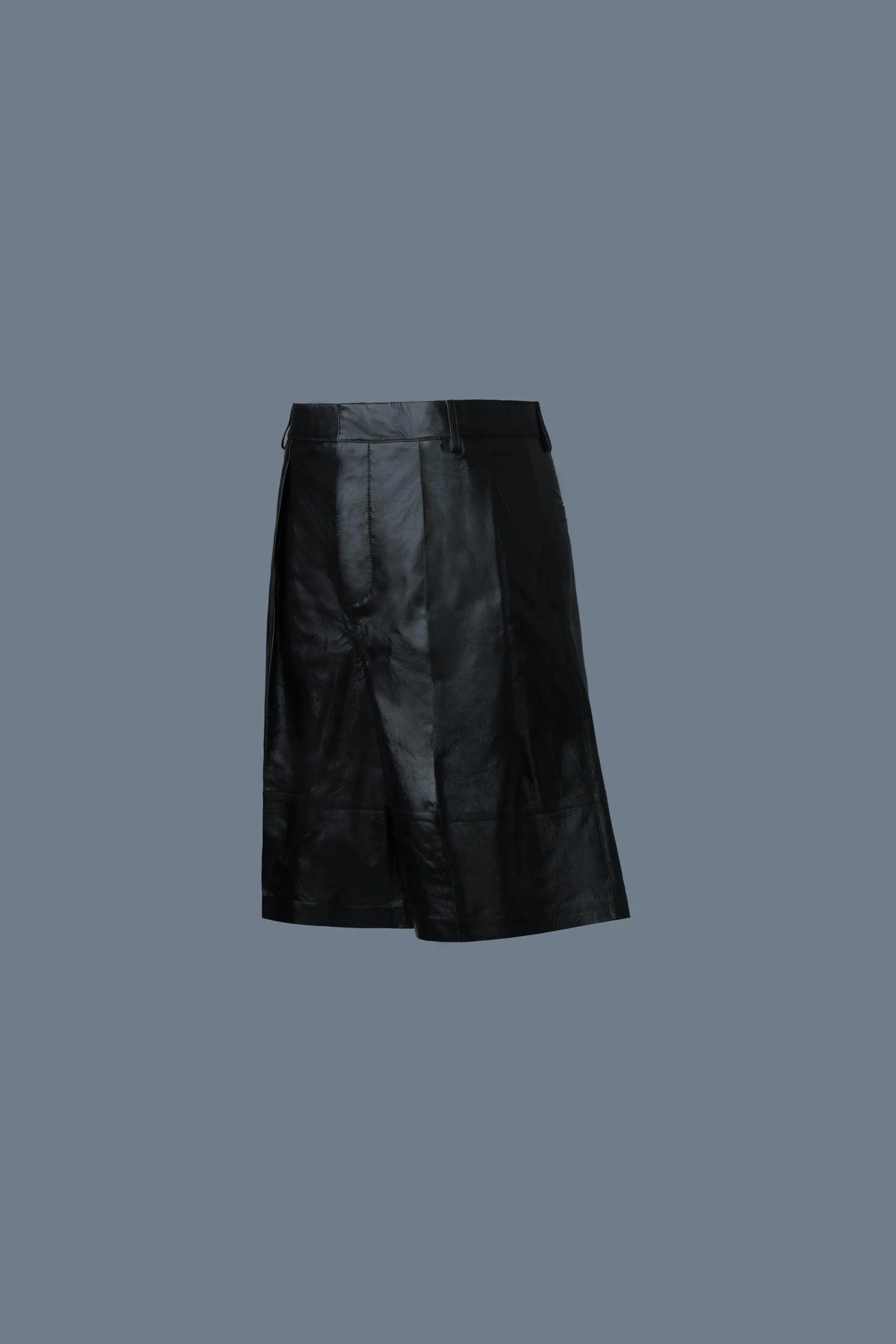 DELMAR-L Pleated Leather Shorts