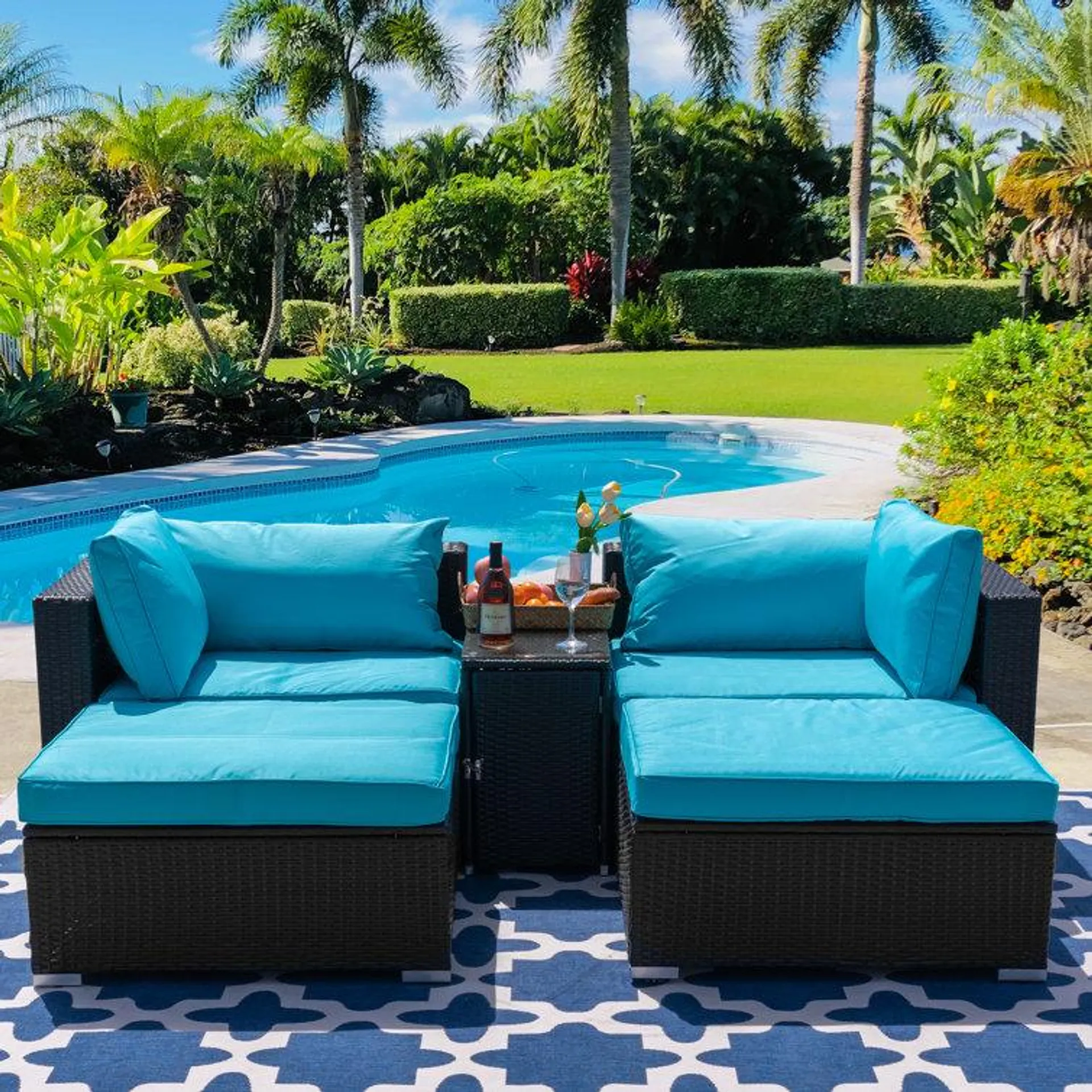 Wicker/rattan 2 - Person Seating Group With Cushions