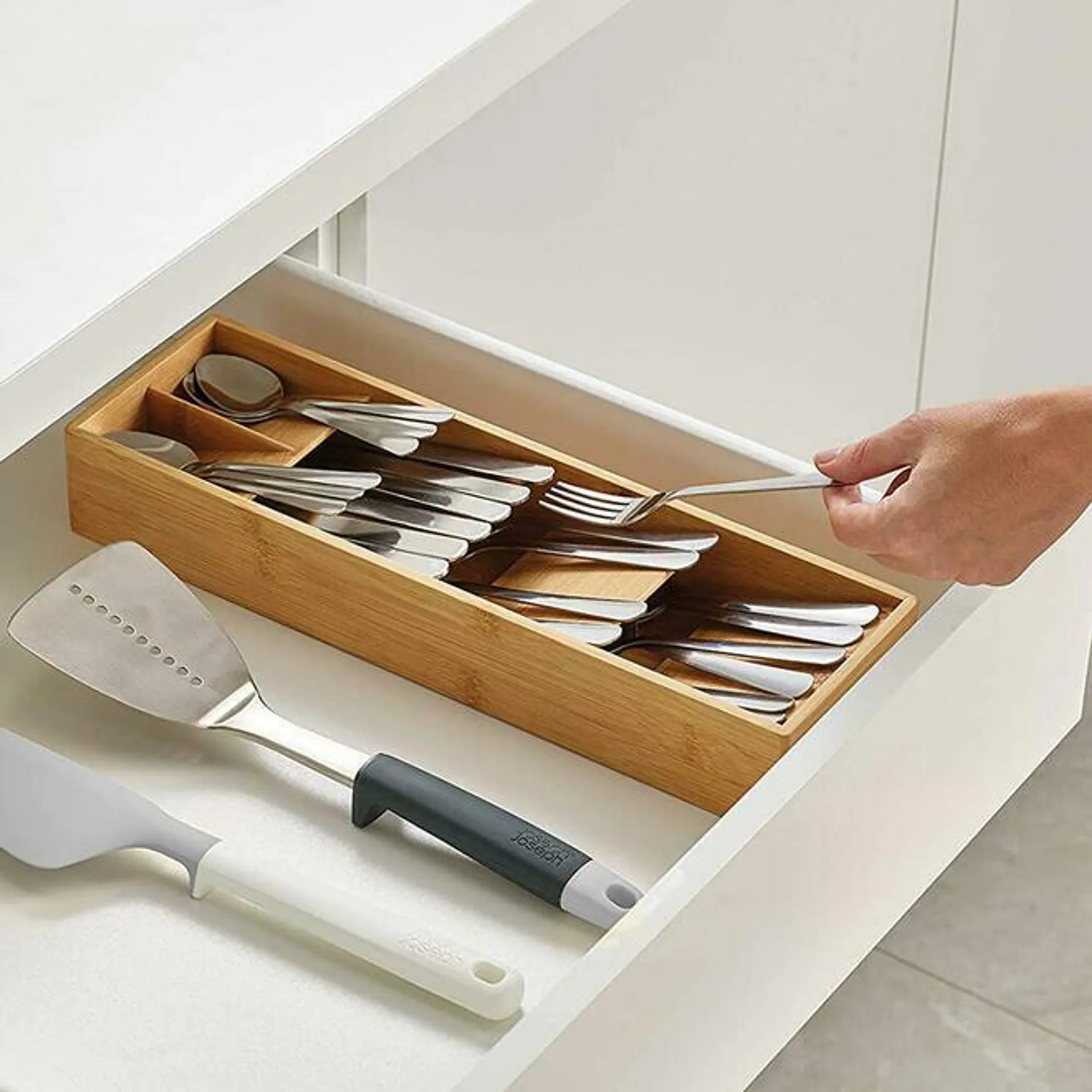 DrawerStore™ Bamboo Compact Cutlery Organizer - Joseph Joseph