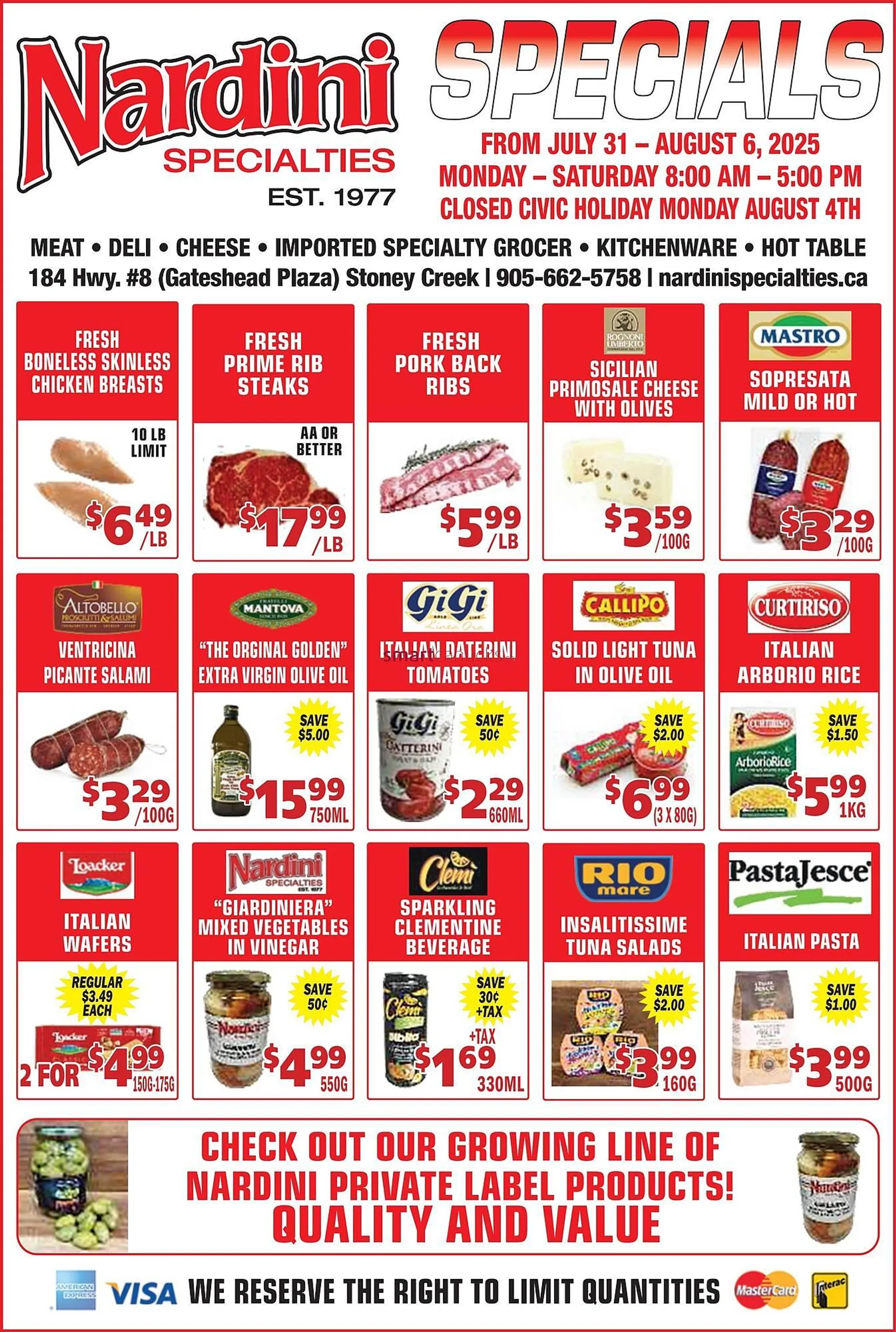 Nardini Specialties flyer from July 31 to August 7 2025 - flyer page 1