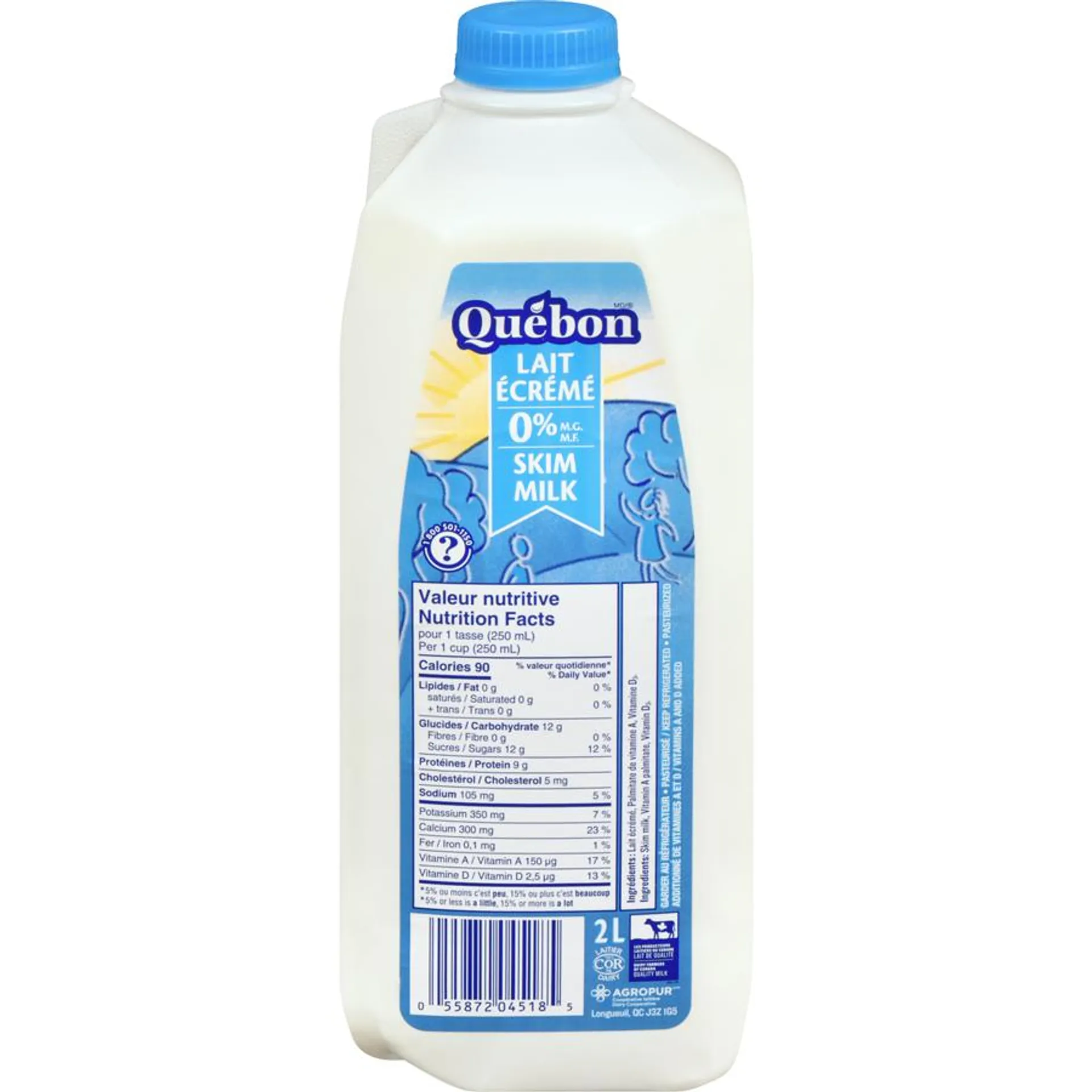 Lait 0% sans gras écrémé (2L)