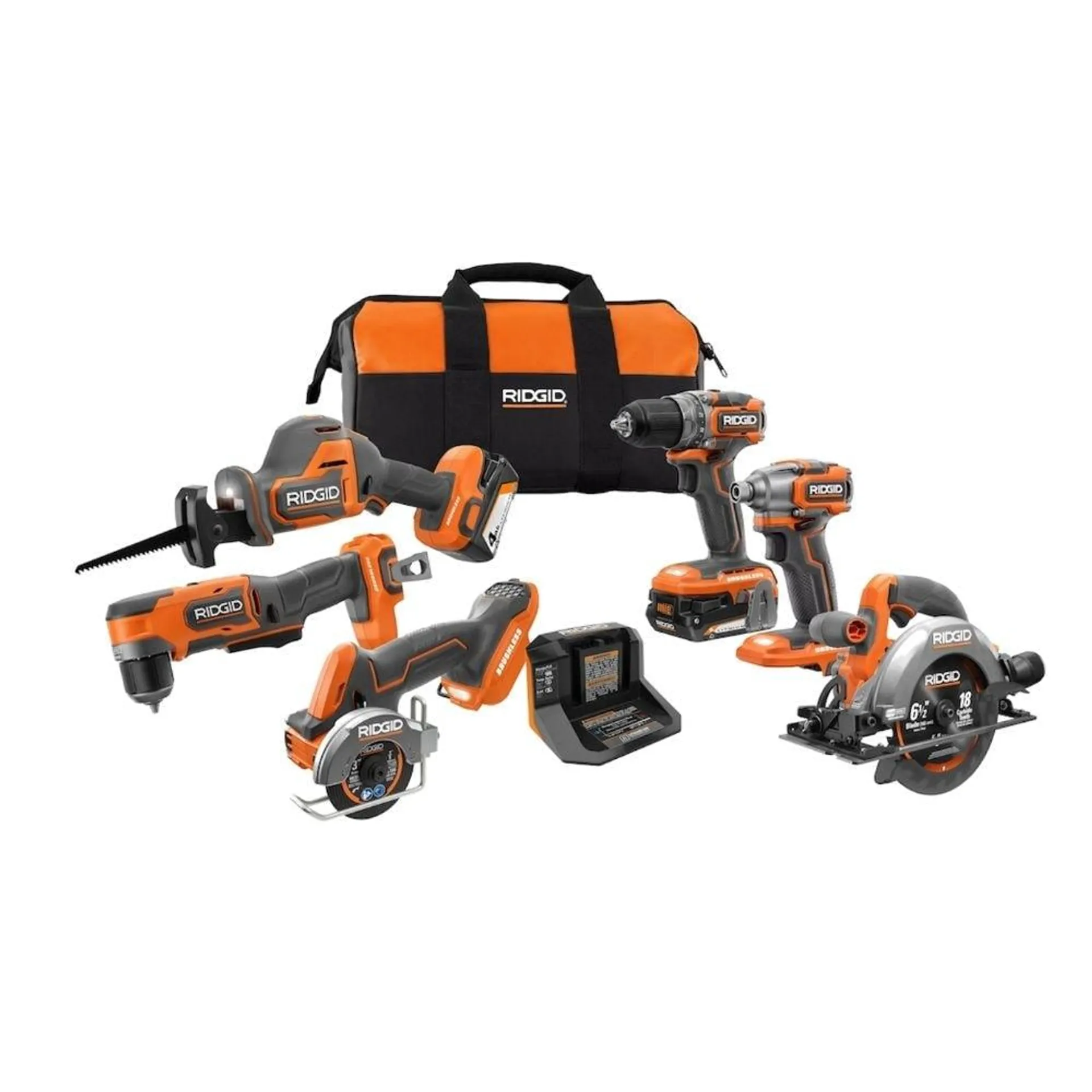 18V Brushless Sub-Compact Cordless 6-Tool Kit with (1) 2.0 and (1) 4.0 Battery and Charger