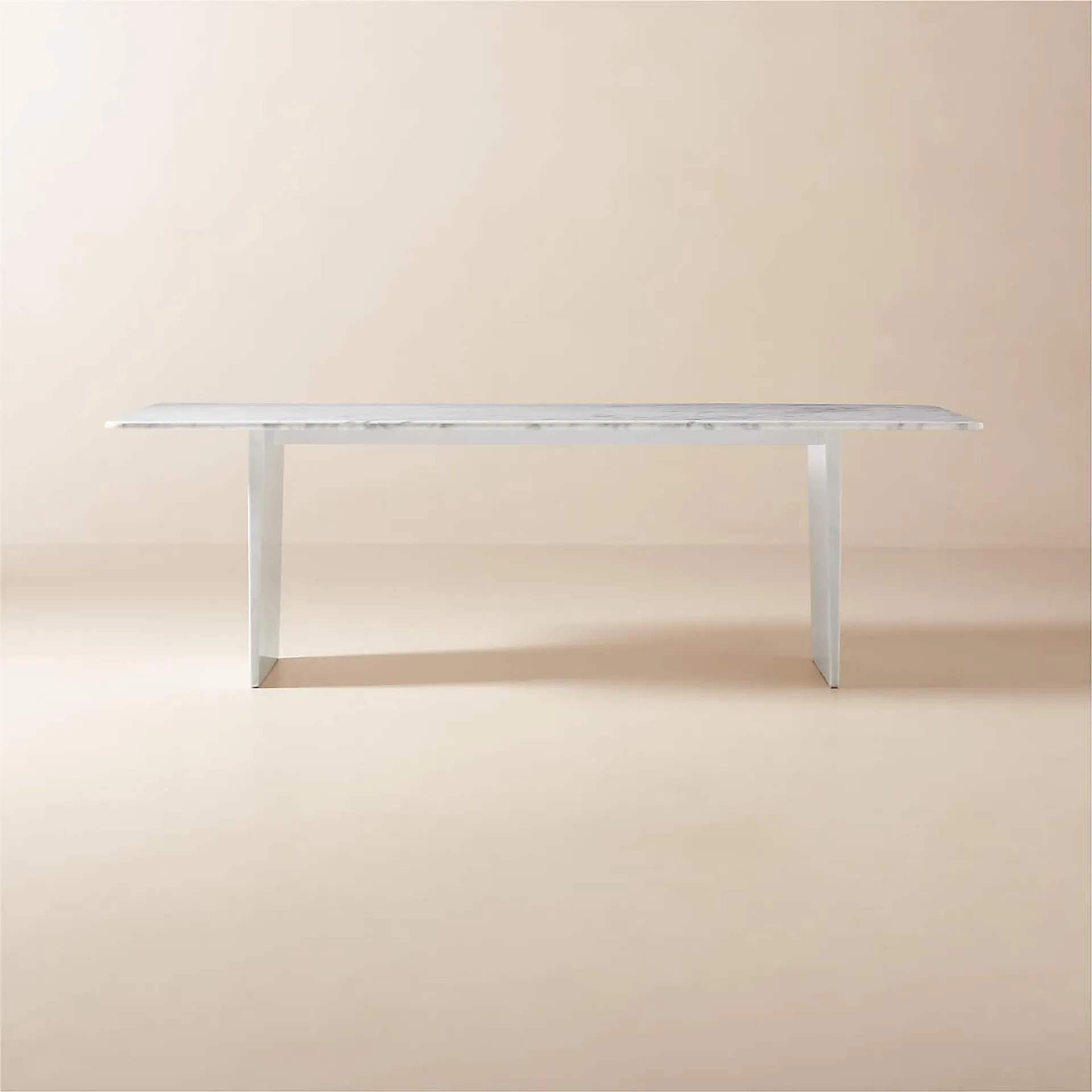 Kishi 95" Rectangular White Marble Dining Table