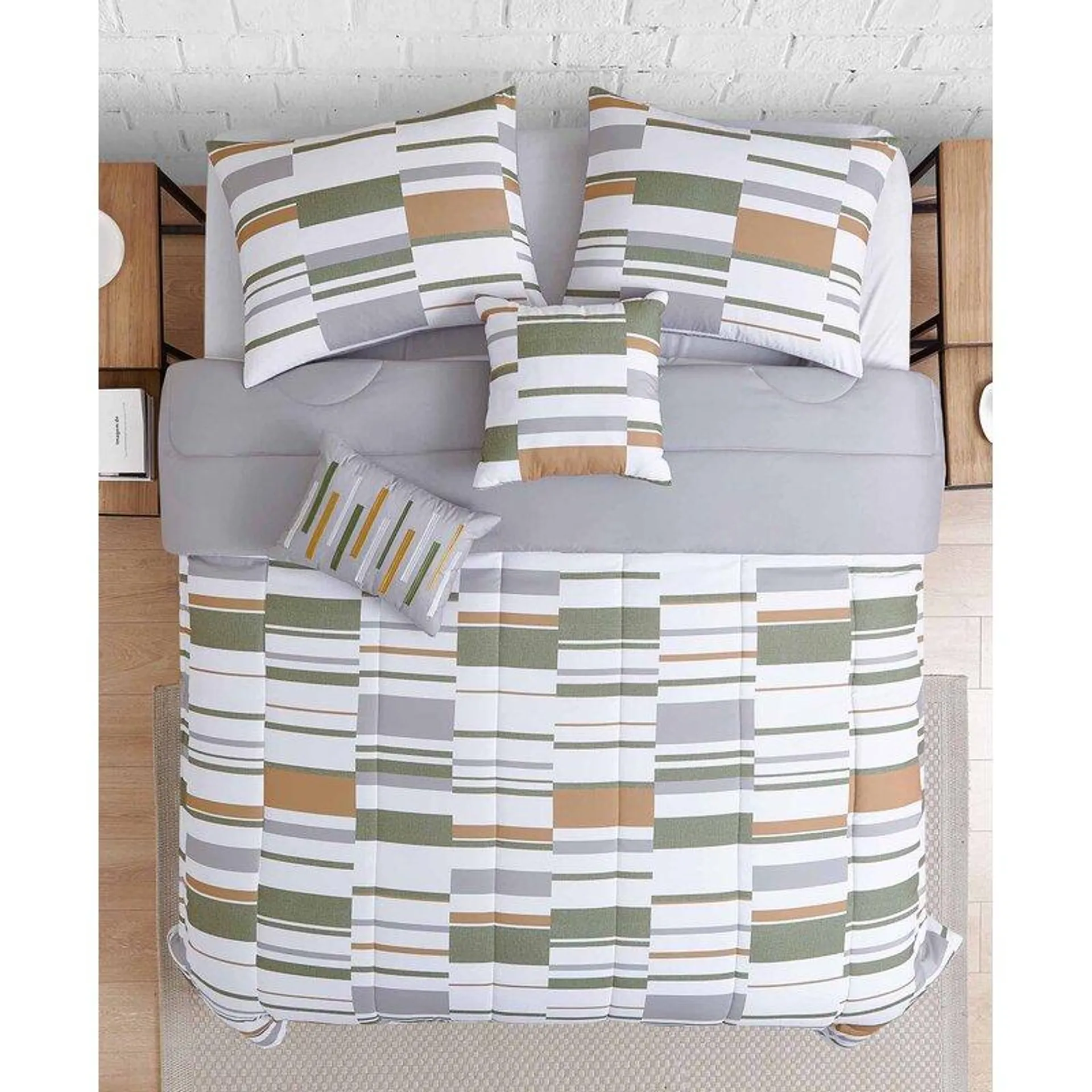 Ronald Modern & Contemporary Percale Channel Geometric Shapes Comforter Set