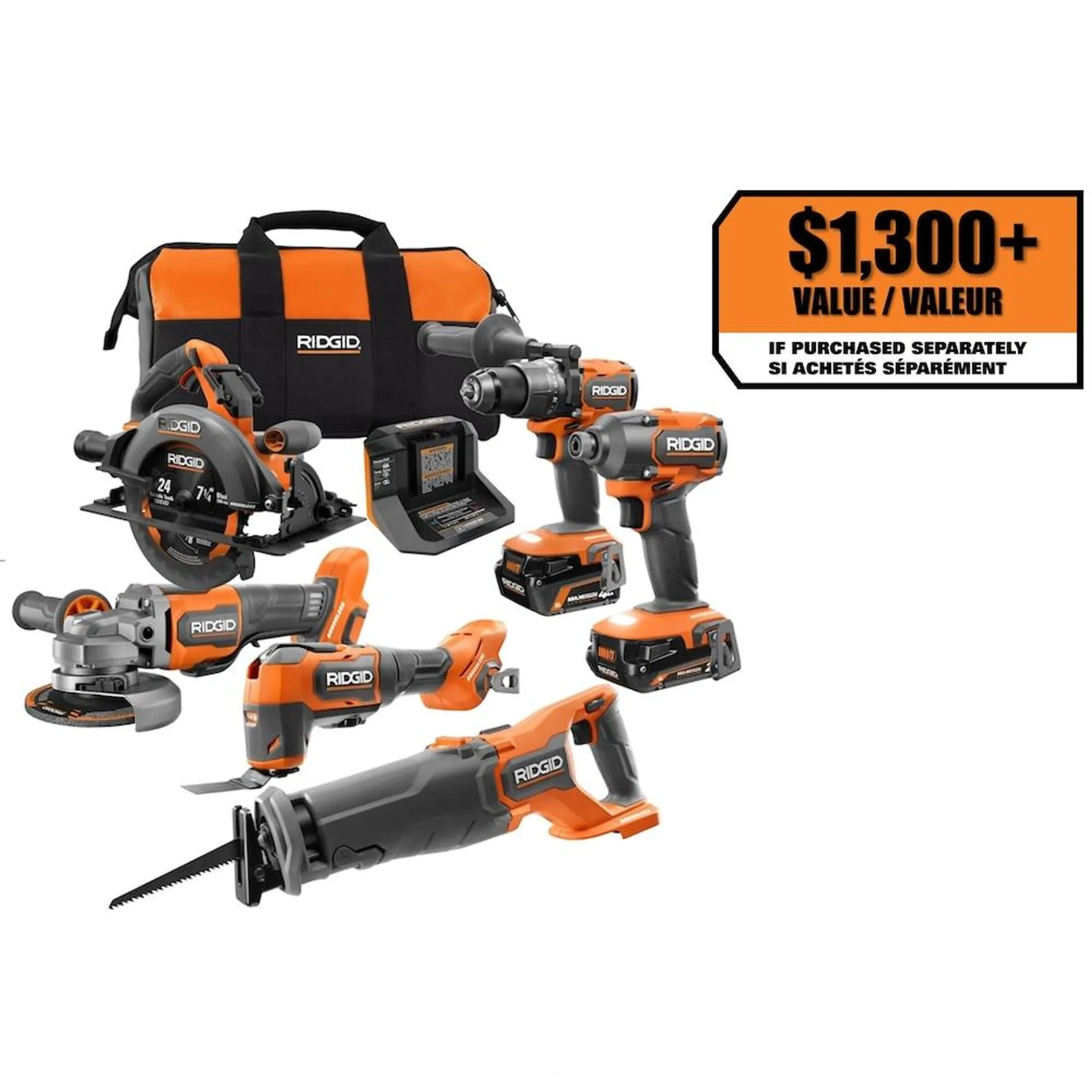 18V Brushless Cordless 6-Tool Kit with (1) 2.0 and (1) 4.0 Max Output Batteries and Charger