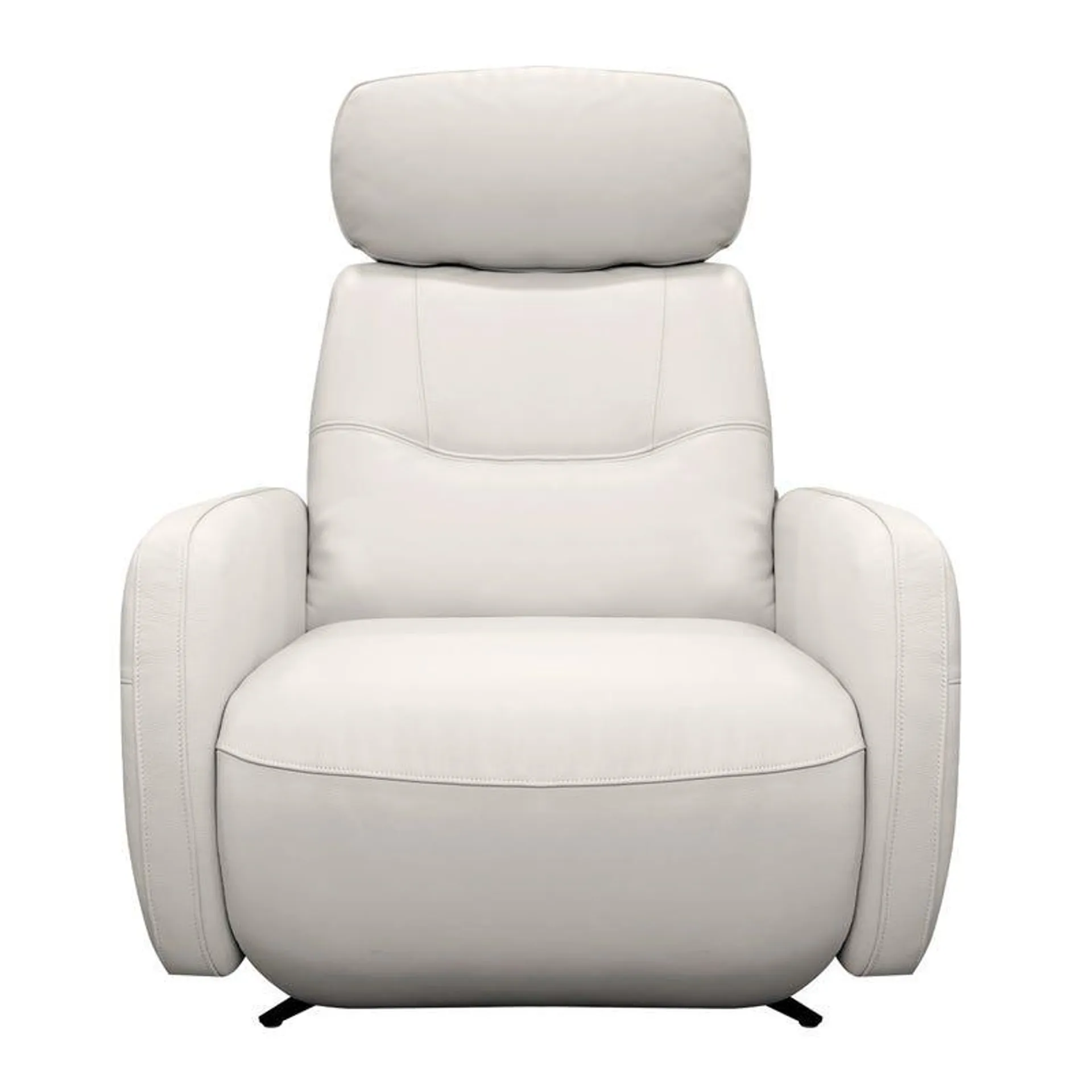 Fauteuil inclinable électrique et pivotant en cuir véritable - beige