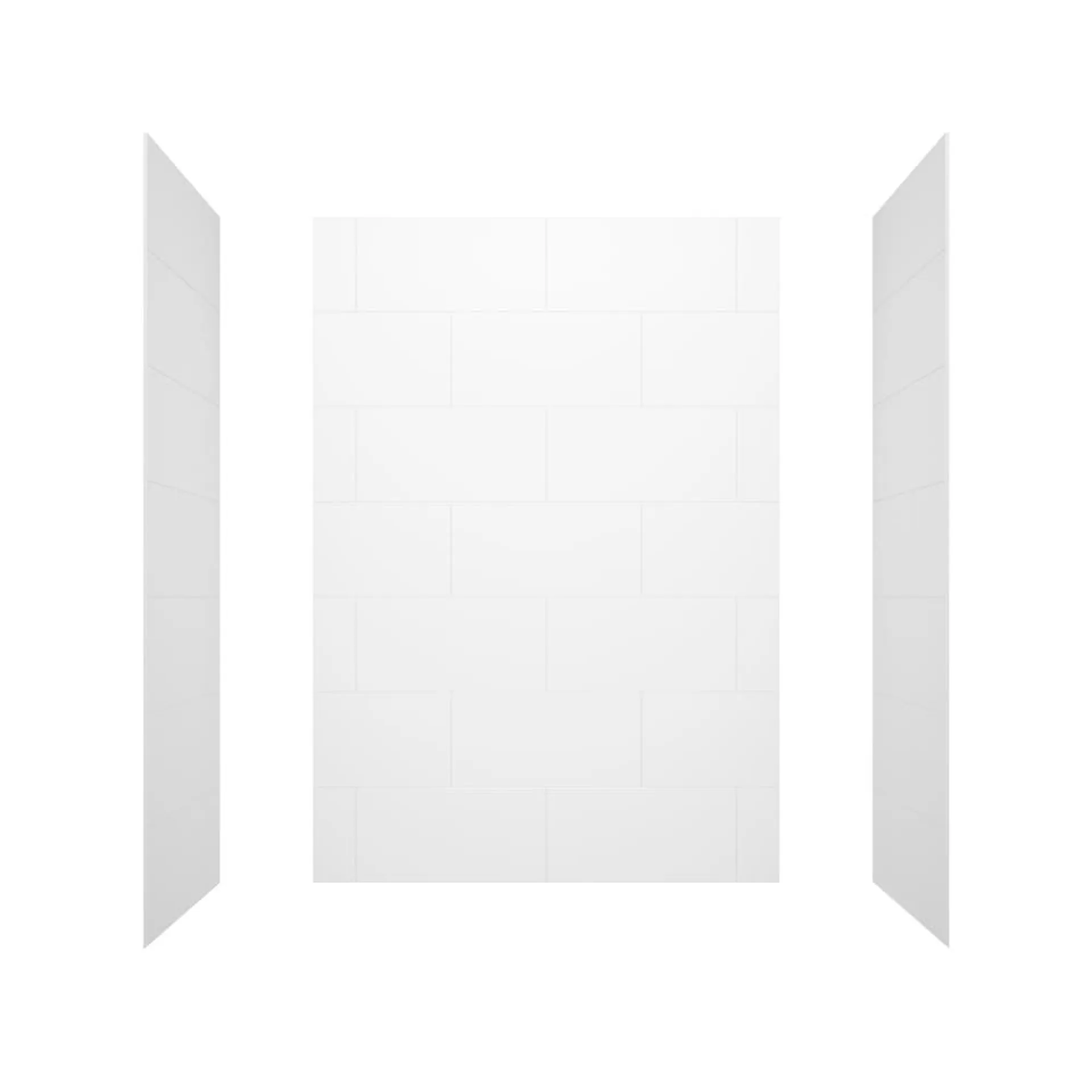 Denso 62L x 36W x 84H-inch 3-Panel Alcove Shower Wall or Tub Surround Kit in Matte White Traditional Subway Tile (Cut-to-Fit, Glue-Up)