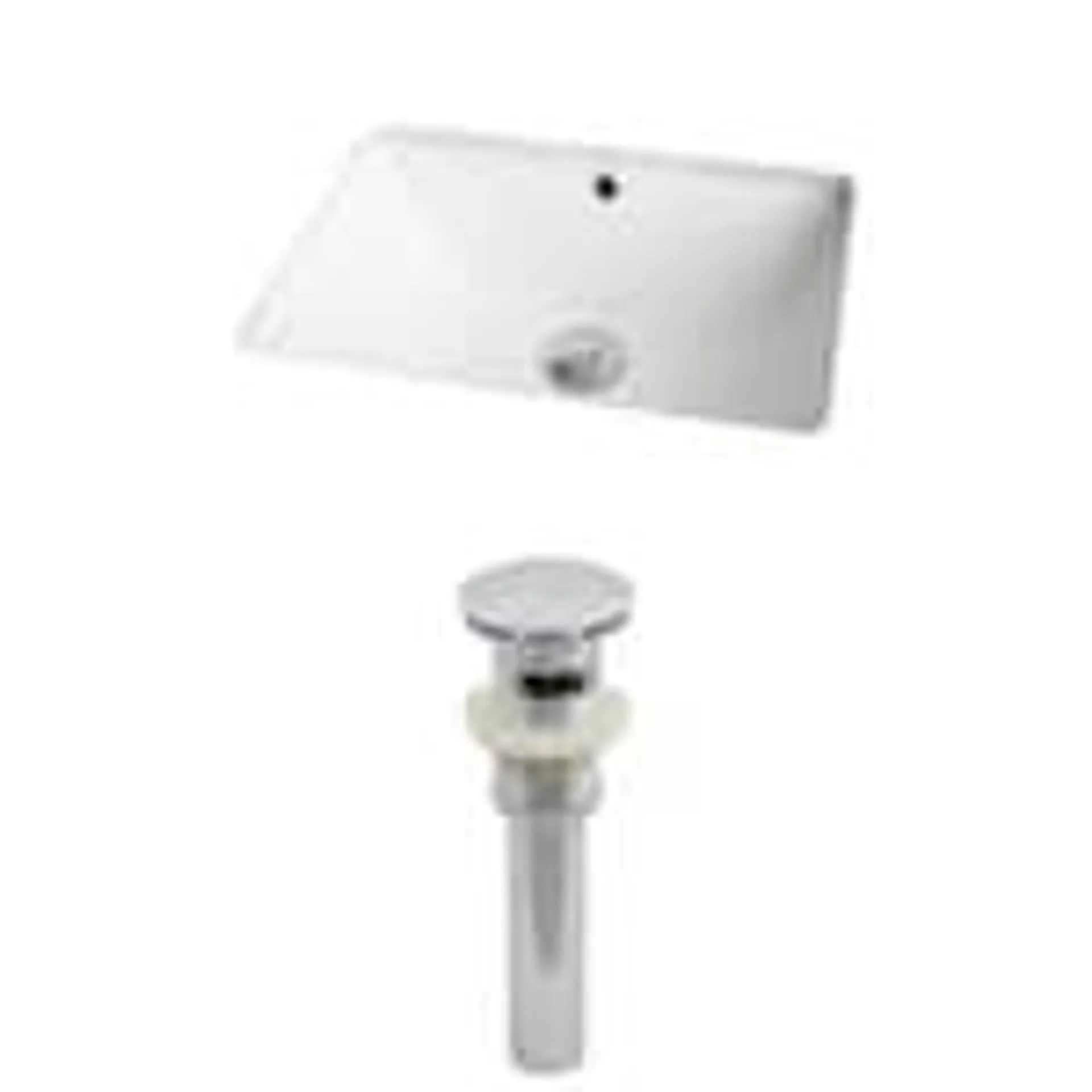 18.25-in. W Rectangle Bathroom Undermount Sink Set In White - Chrome Hardware - Overflow Drain Incl. AI-12811