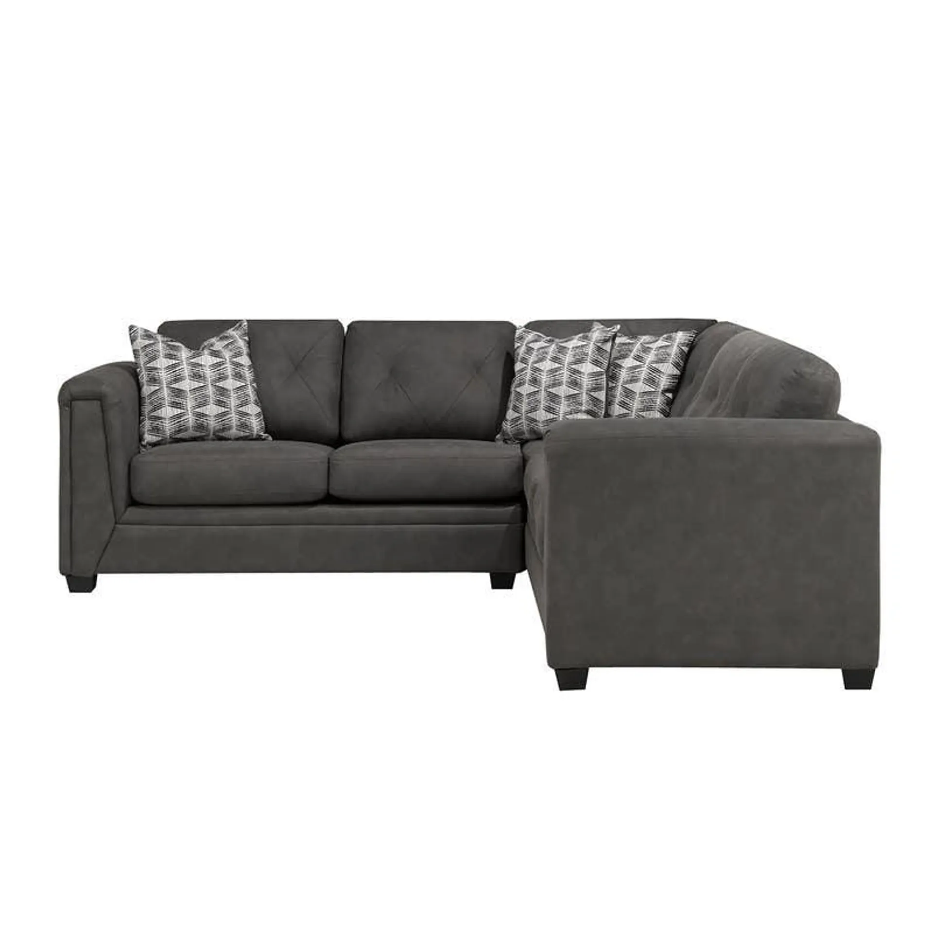 Sectionnel avec 3 coussins décoratifs- gris