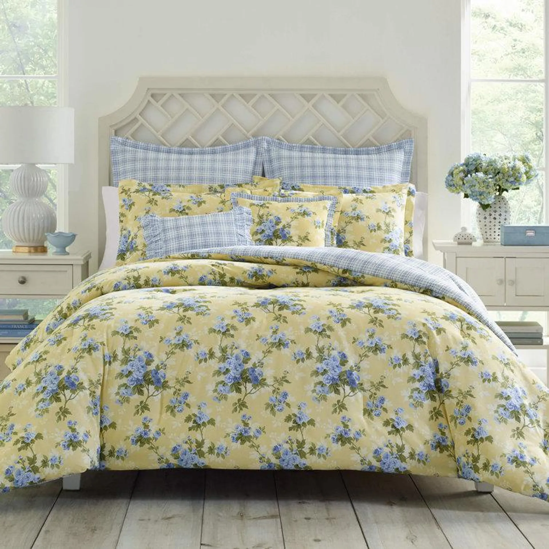 Cassidy Yellow/Blue/Green 100% Cotton 150 TC Reversible Farmhouse / Country Comforter Set
