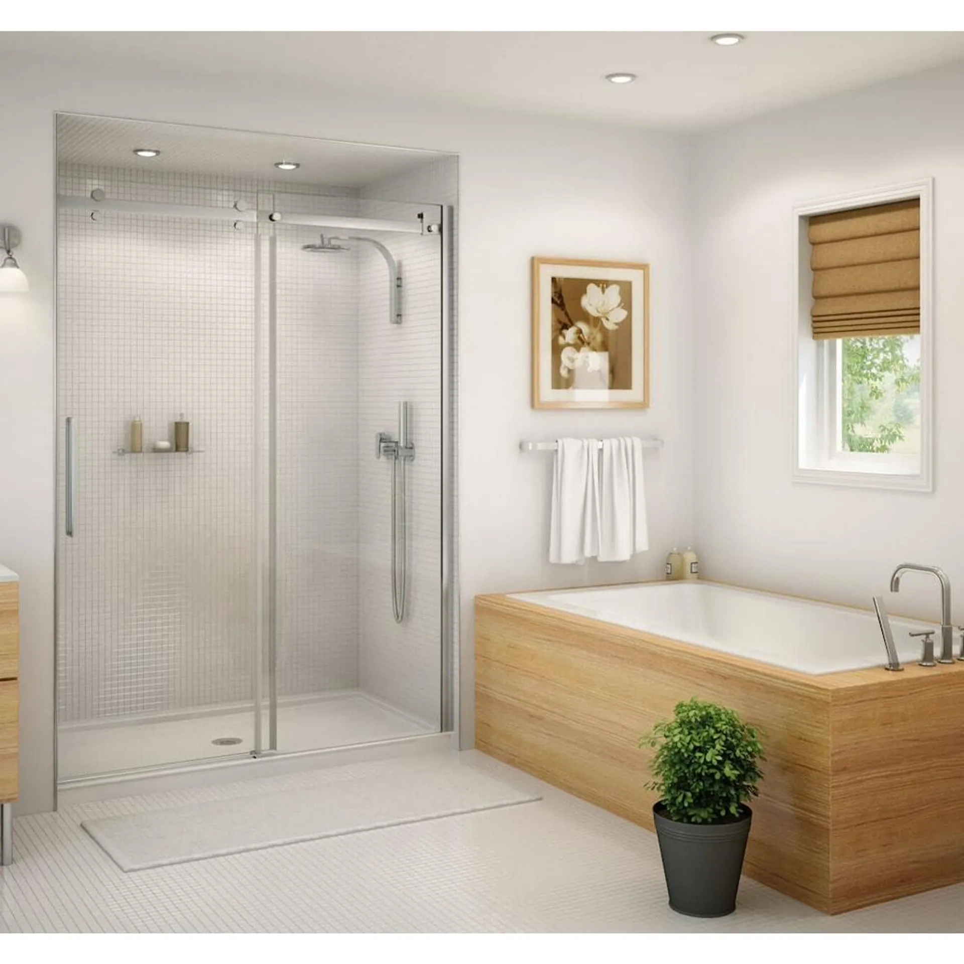 Halo 56.5 to 59 in. W x 78.75 in. H Frameless Reversible Sliding Shower Door in Brushed Nickel with 8mm Clear Tempered Glass