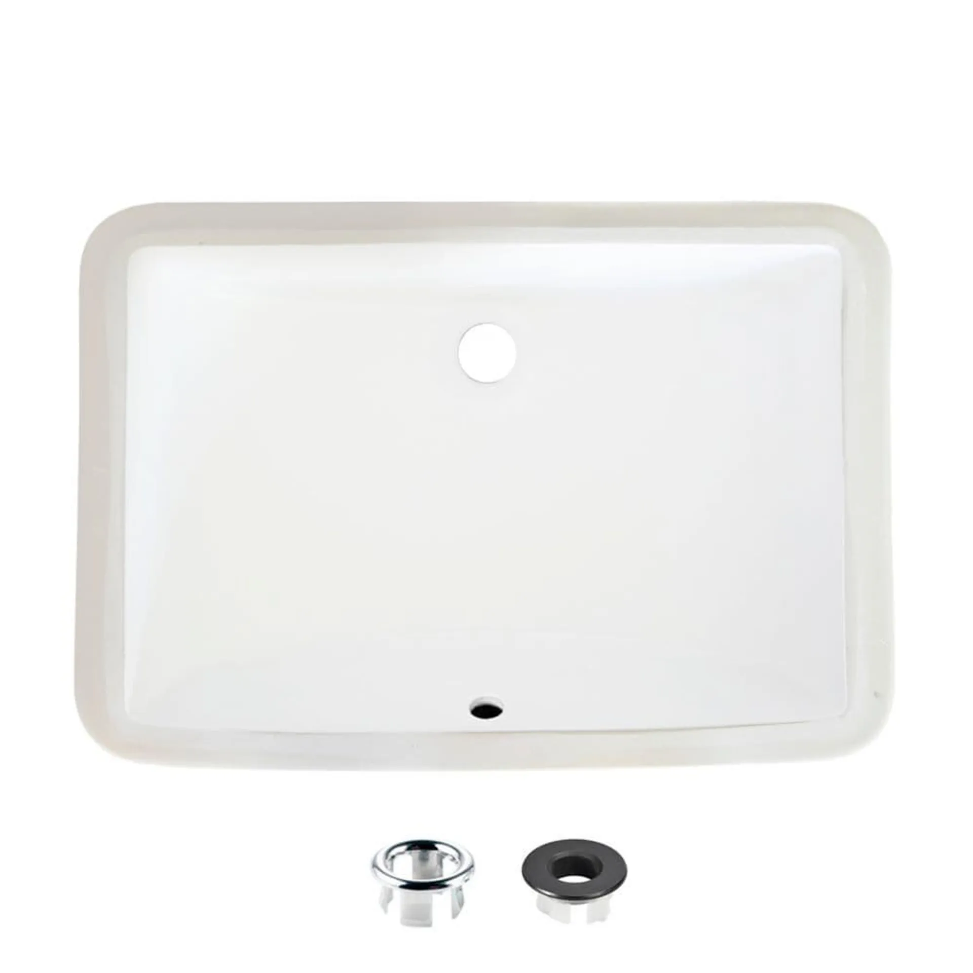 21 inch Rectangular Undermount Ceramic Bathroom Sink with 2 Overflow Finishes