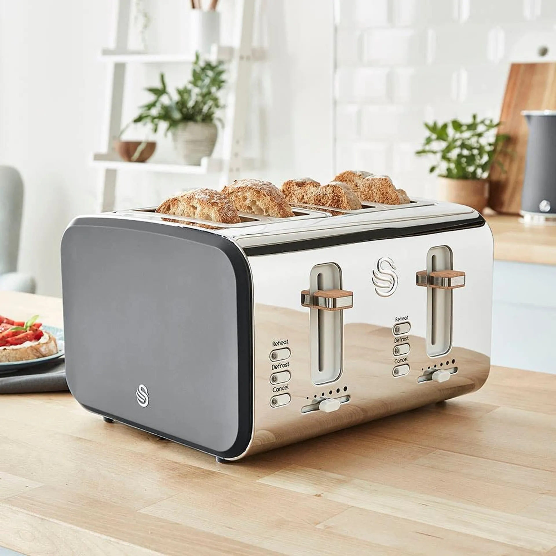 Swan Nordic Toaster 4-Slice (Grey/Stainless Steel)