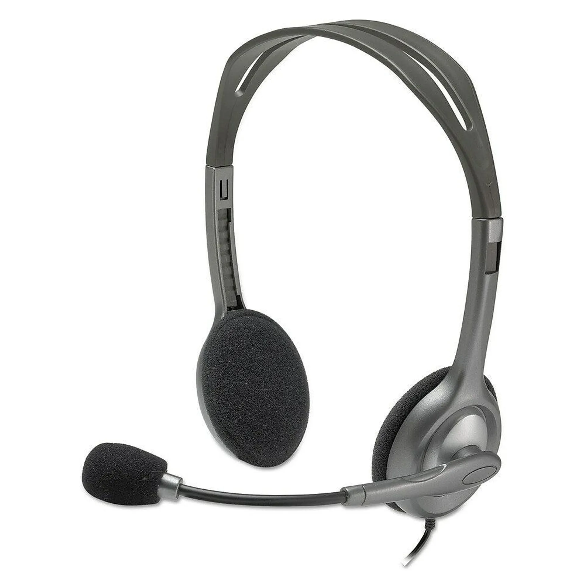 Logitech H111 Binaural Over-The-Head Stereo Headset, Black and Silver (981-000612)