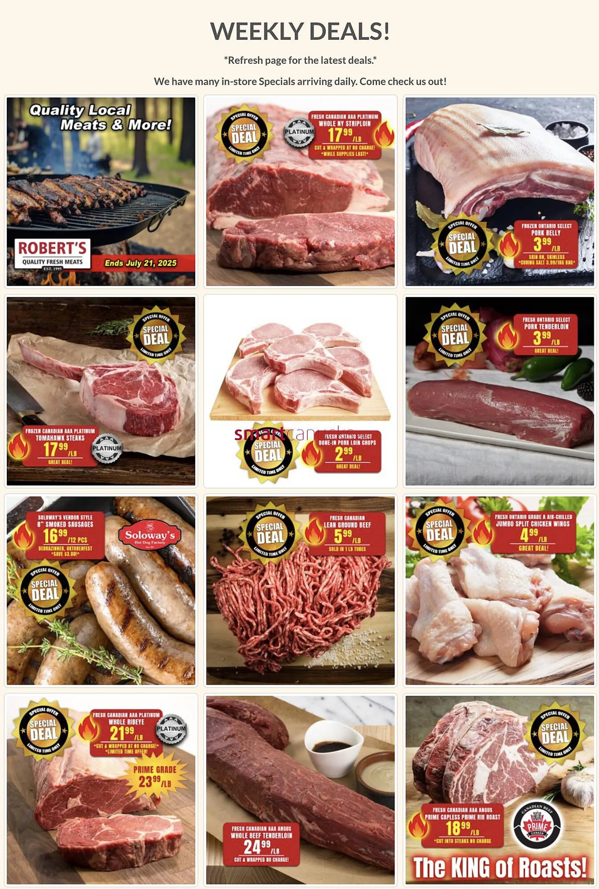 Roberts Fresh and Boxed Meats flyer from July 16 to July 22 2025 - flyer page 1