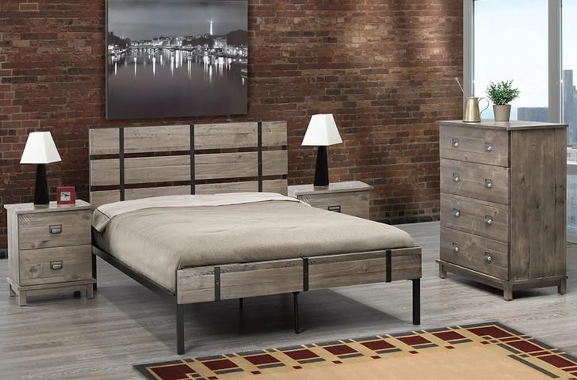 Acadia Wood & Metal Bed