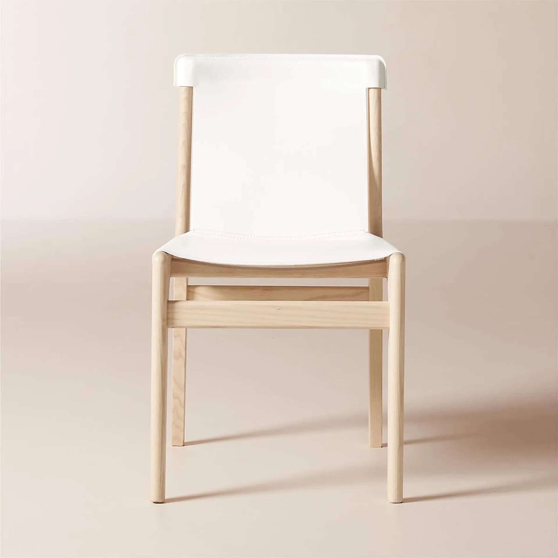 Burano White Leather Sling Dining Chair