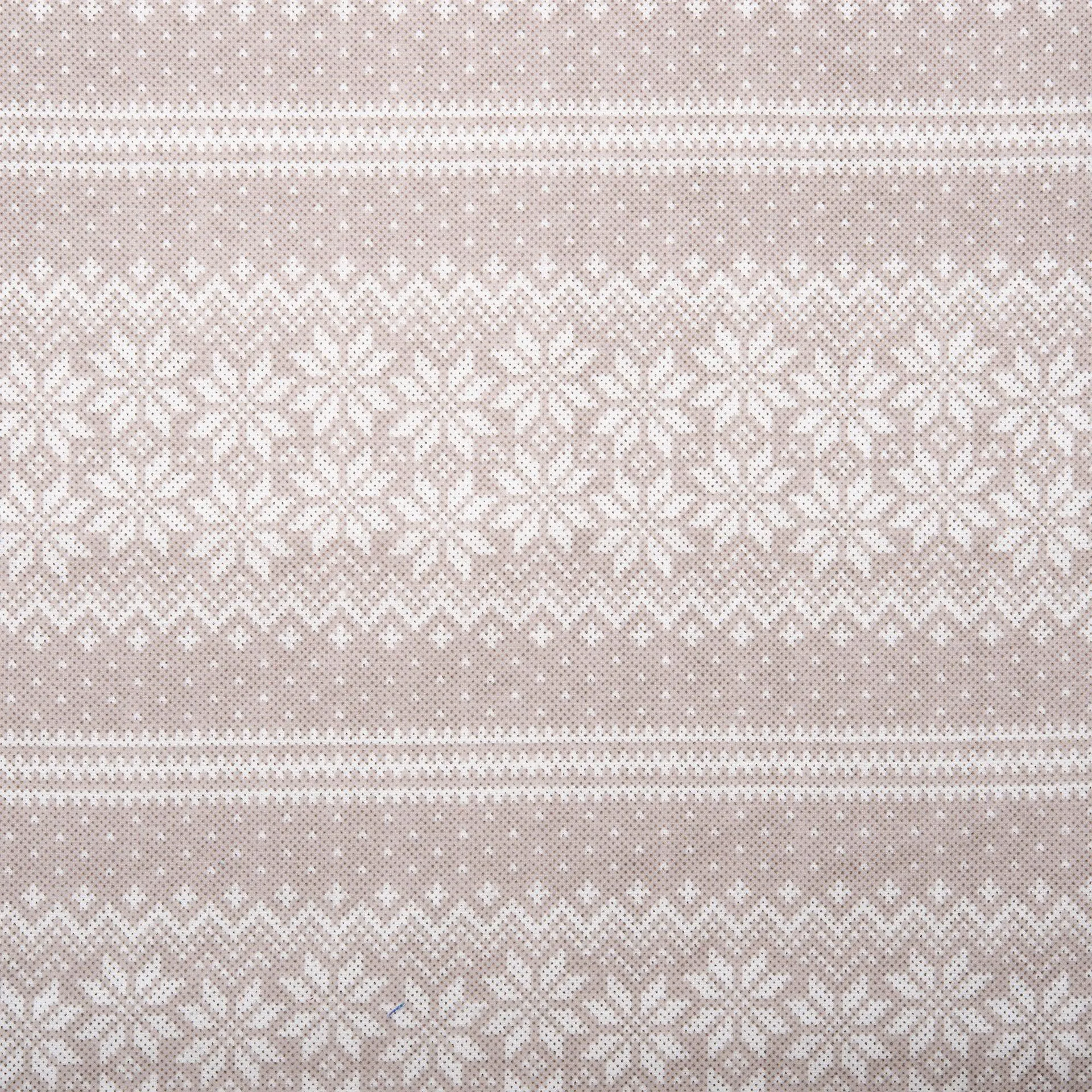 Christmas Flannelette Print - Snowflakes Stripes - Beige