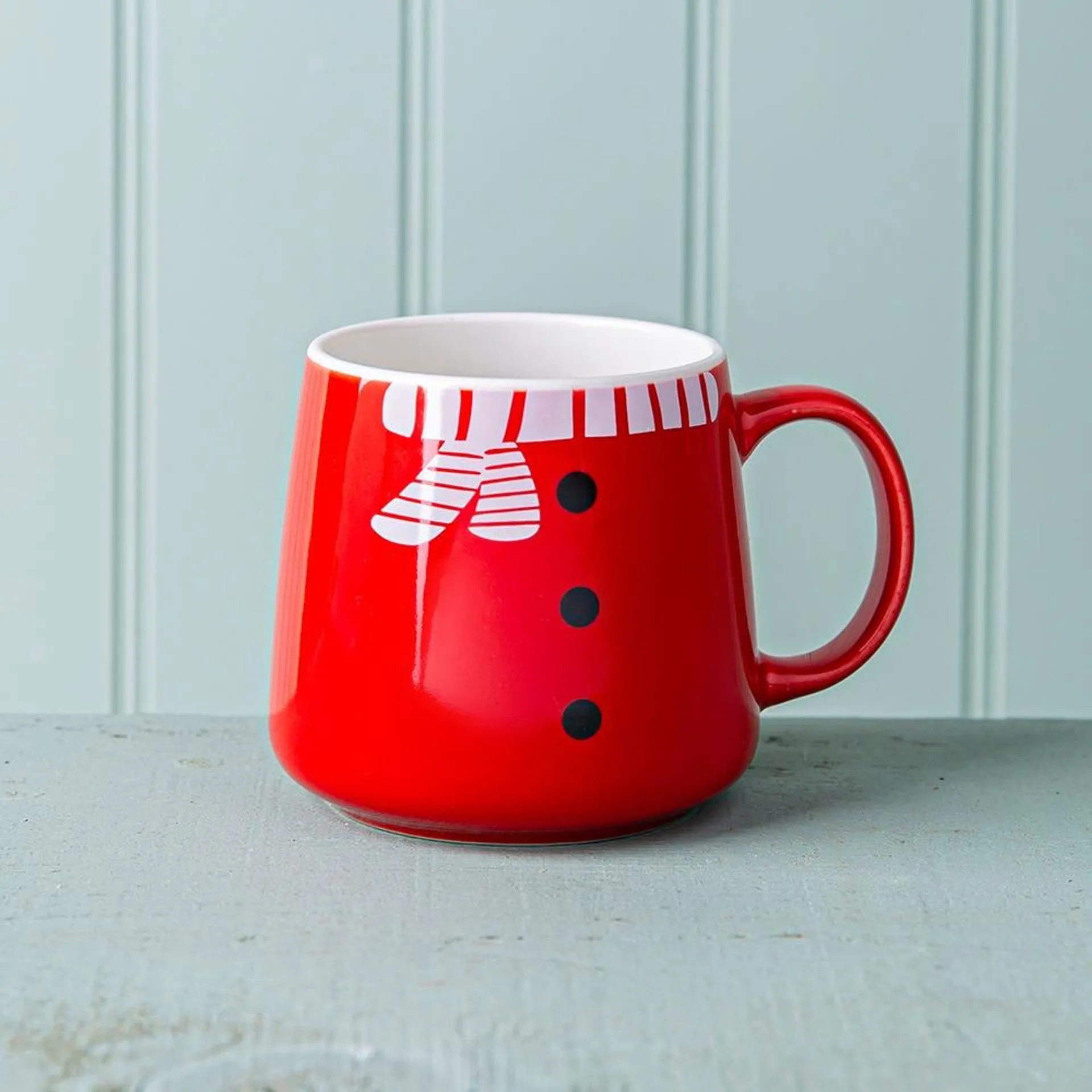 KSP Christmas Snug 'Sweater & Scarf' Ceramic Hug Mug 14oz. (Red)