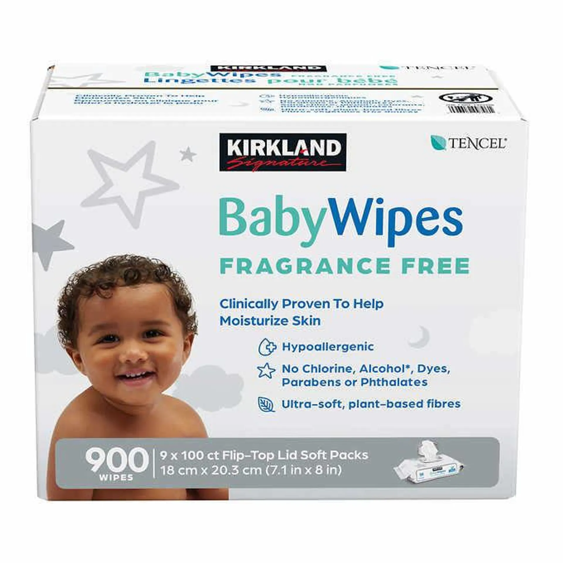 Kirkland Signature Baby Wipes, Fragrance Free, 9 Packs of 100