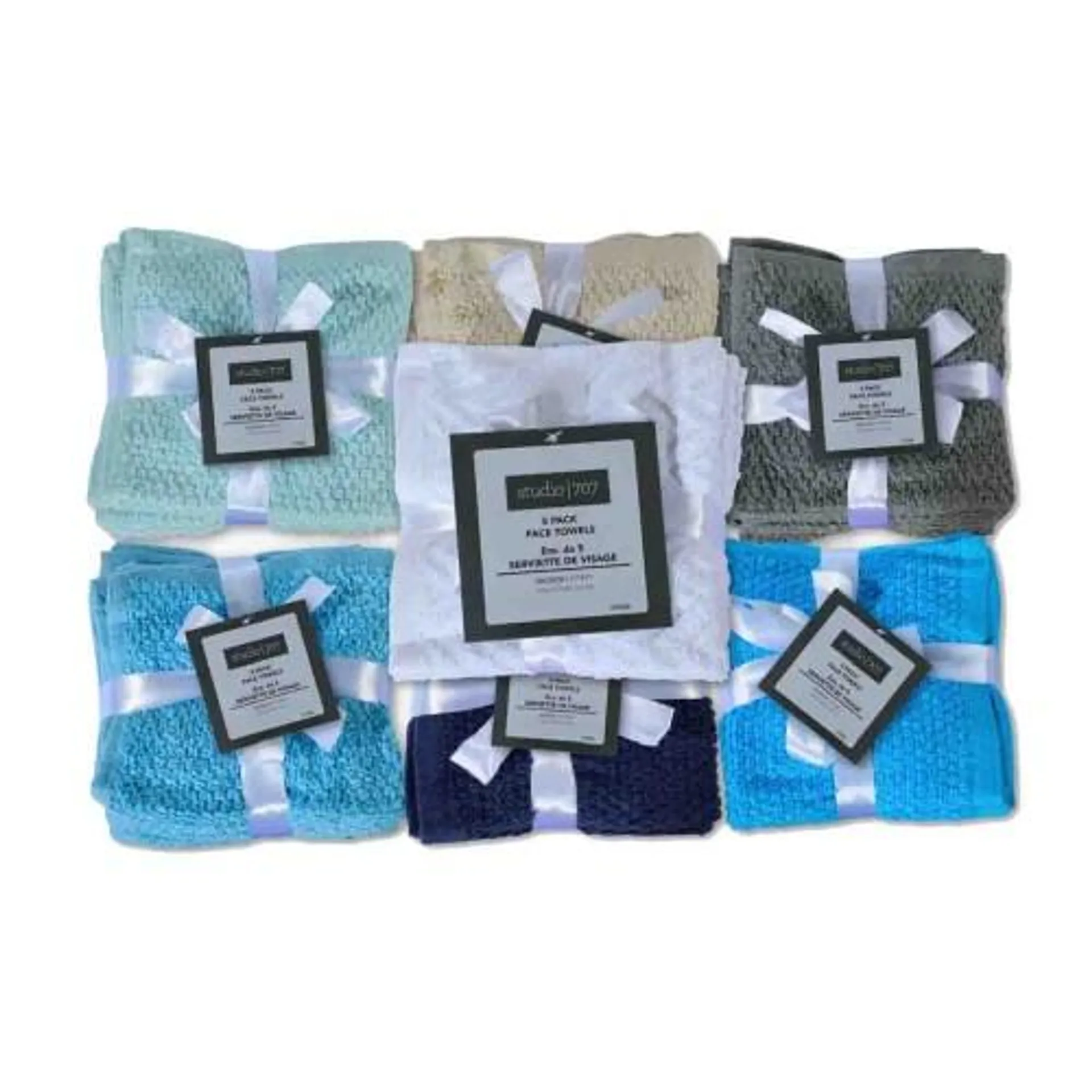 Face Cloths 5pk Popcorn Style