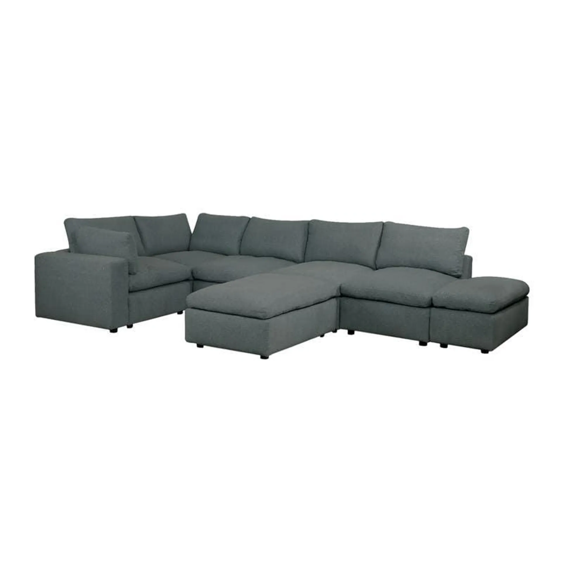 Sectionnel modulaire avec 2 ottomans gris - 8 mcx