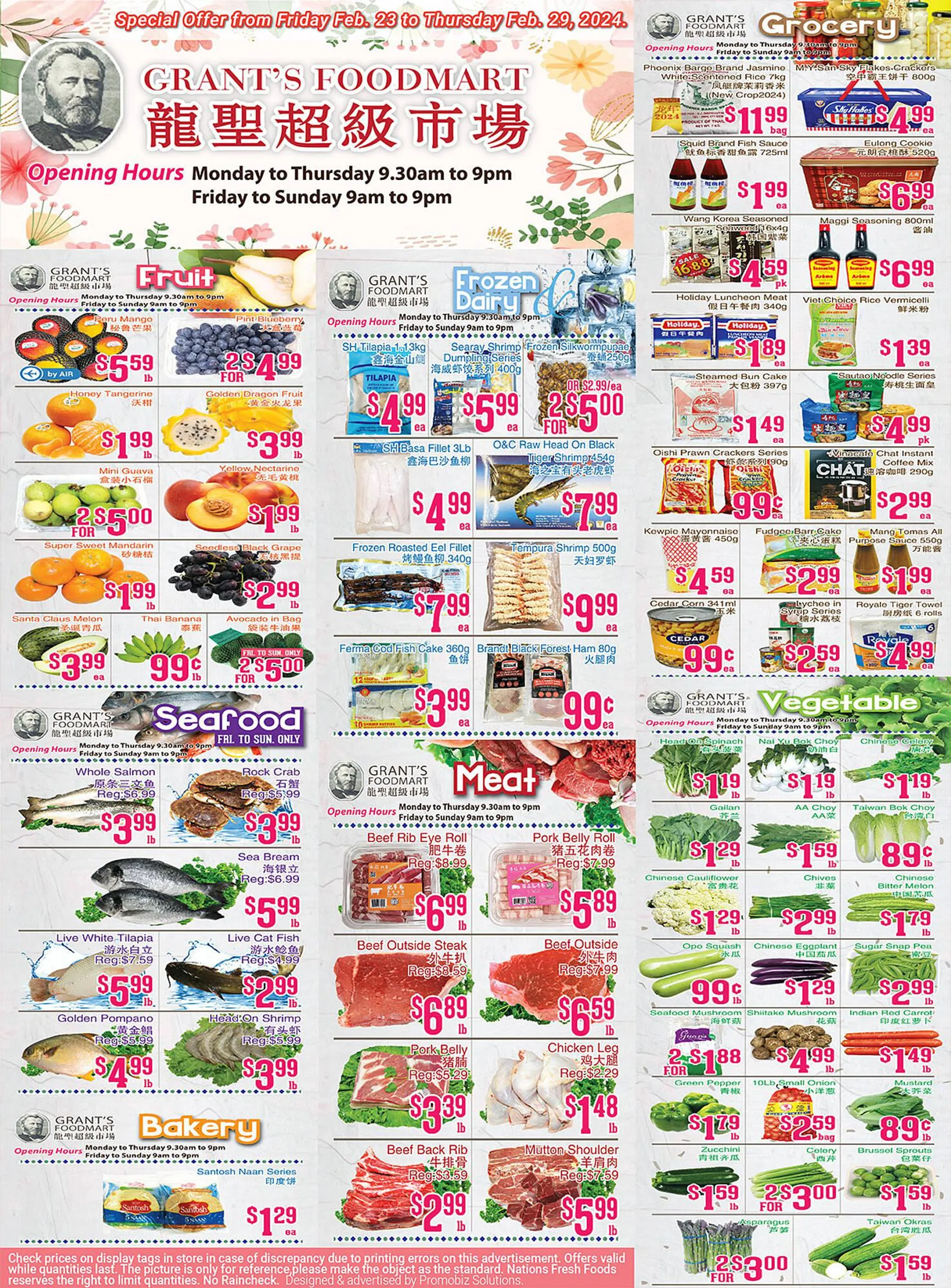 Grant's Foodmart flyer from February 22 to February 28 2024 - flyer page 1