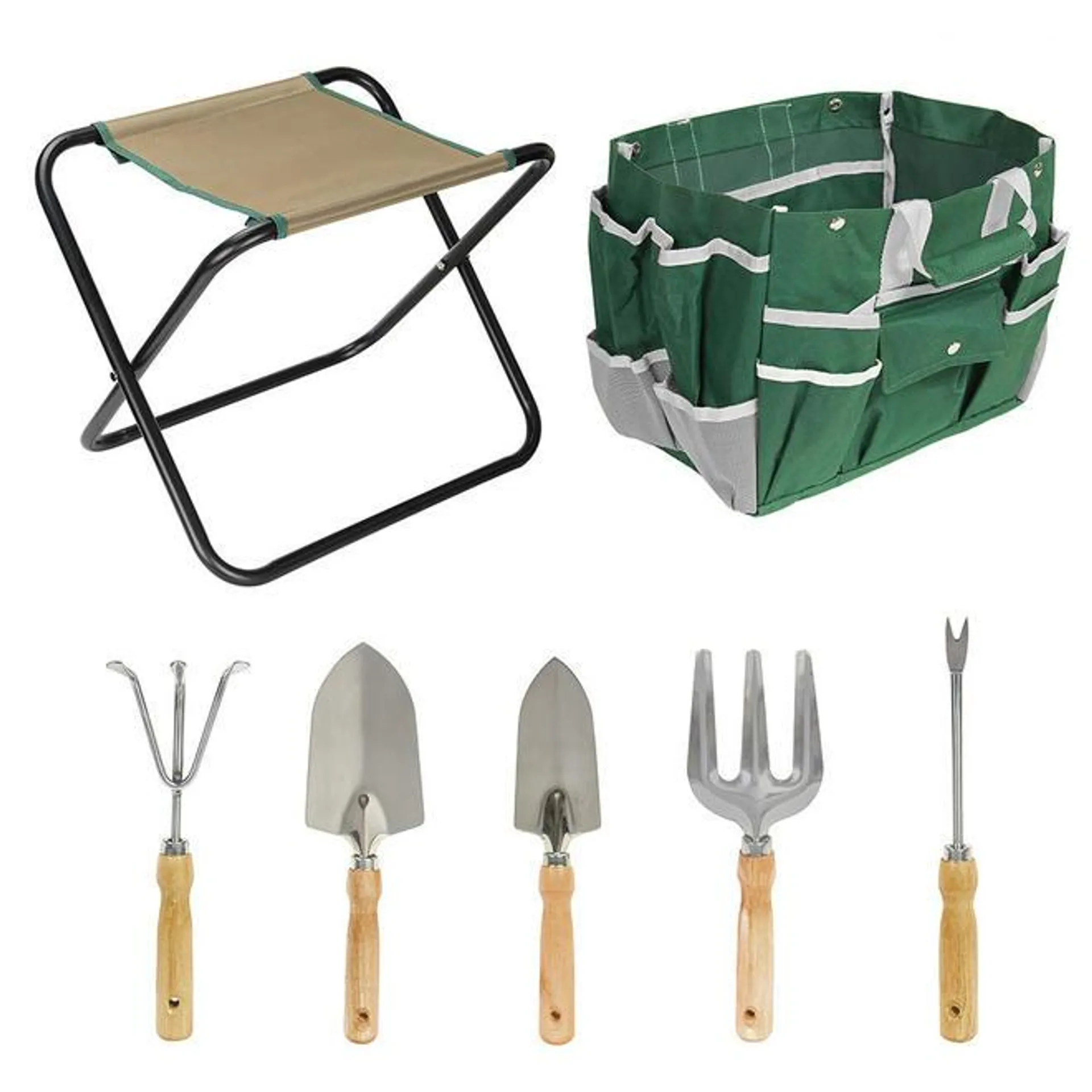 7 Piece All-In-One Garden Tool Set - 5 Sturdy Stainless Steel Tools - Yardlab™