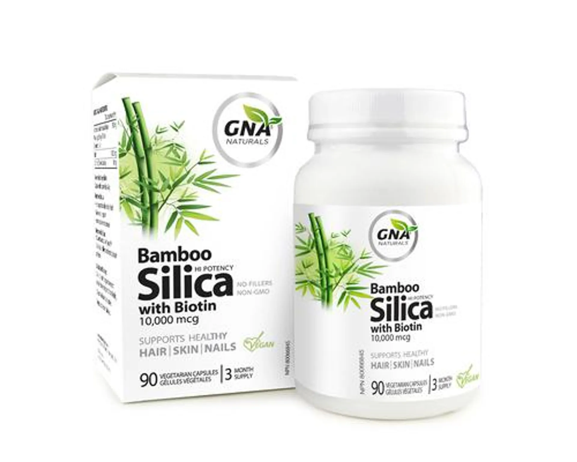 GNA Naturals Bamboo Silica Biotin 10,000mcg 90 Veggie Caps