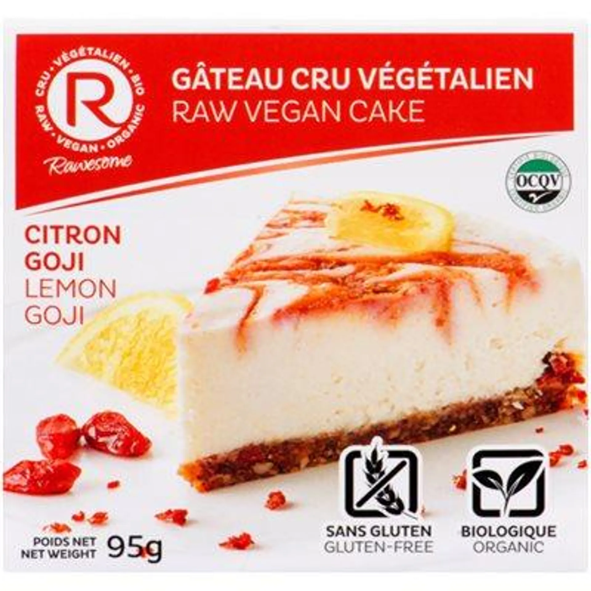 Rawesome Gâteau Cru Végétalien Citron Goji 95 g